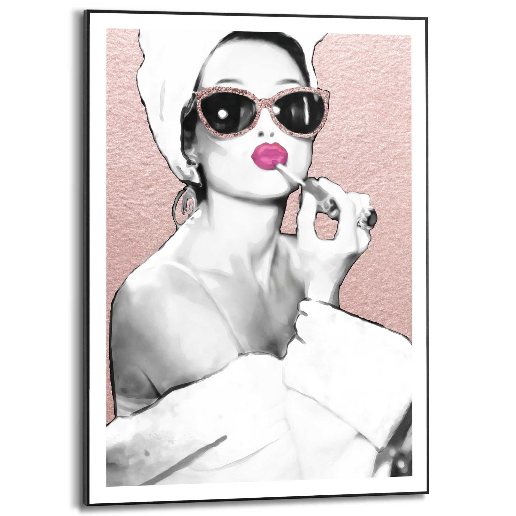 Image of Reinders Poster "Lipstick Beauty" Schlafzimmer - Frau - Sonnebrille - Rosa - MDF - Fashion - 50x70 cm