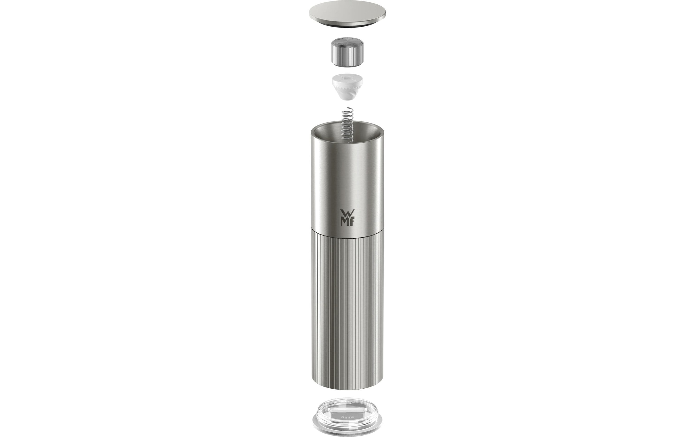 WMF Gewürzmühle »Signature Pro, aus Edelstahl« Keramikmahlwerk, einstellbarer Mahlgrad, magnetischer Deckel