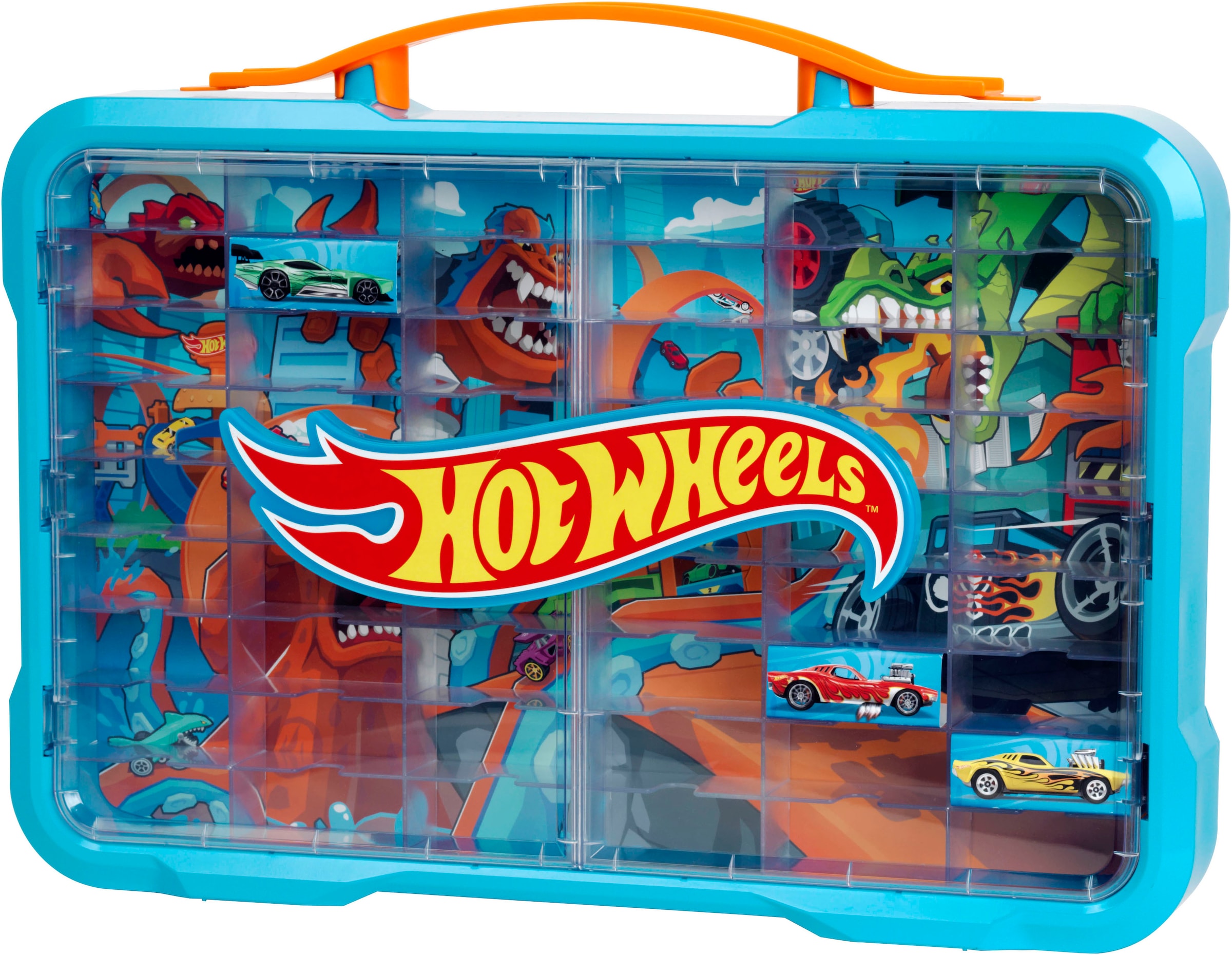 Klein Sammelkoffer »Sammelvitrine für 54 Autos« mit leuchtendem Hot Wheels Logo