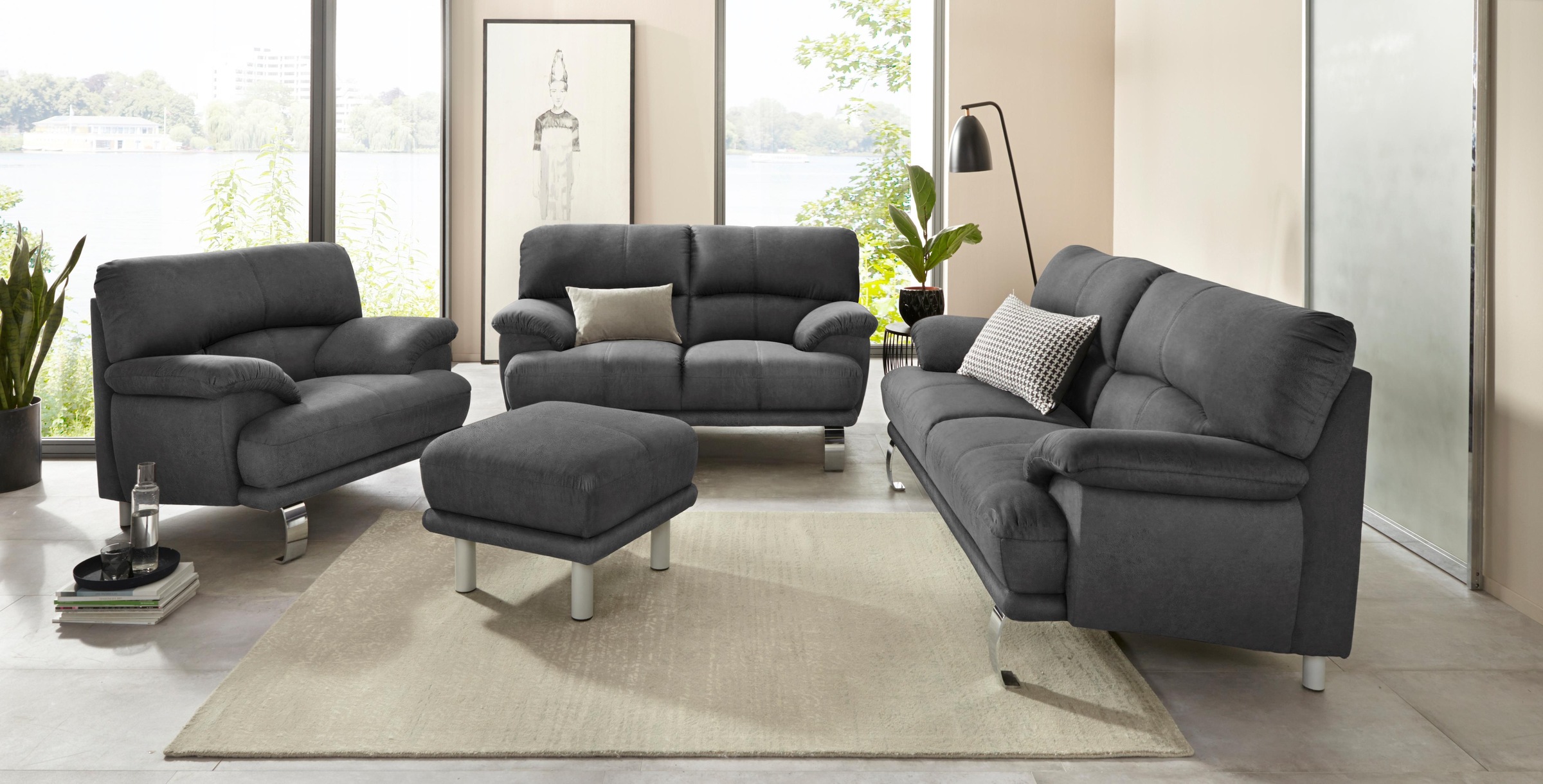 TRENDMANUFAKTUR Hocker »Cecilia II, modern und elegant, B/T 66/66cm«