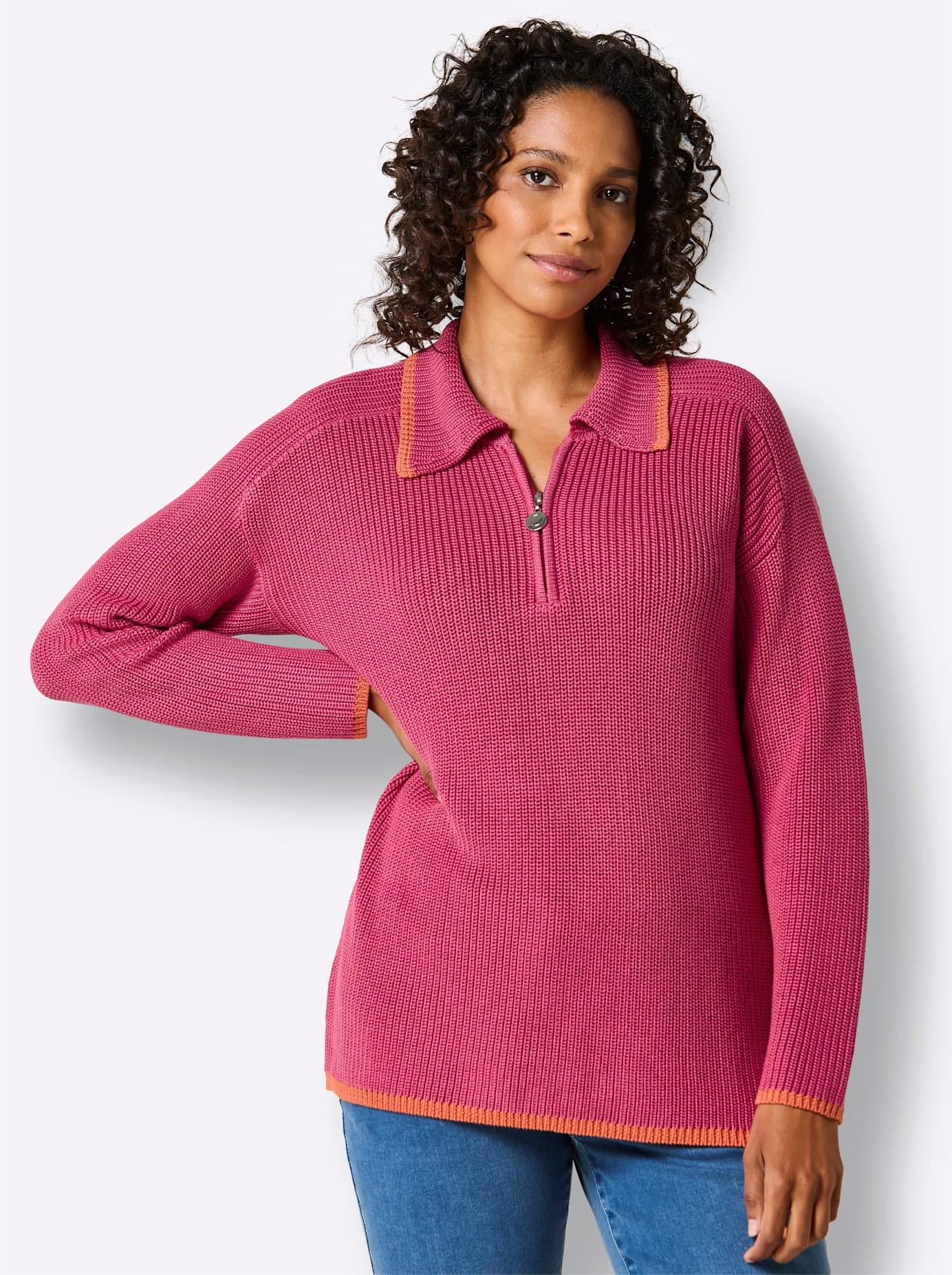 Image of CREATION L PREMIUM Polokragenpullover "Lyocell-Baumwoll-Pullover"