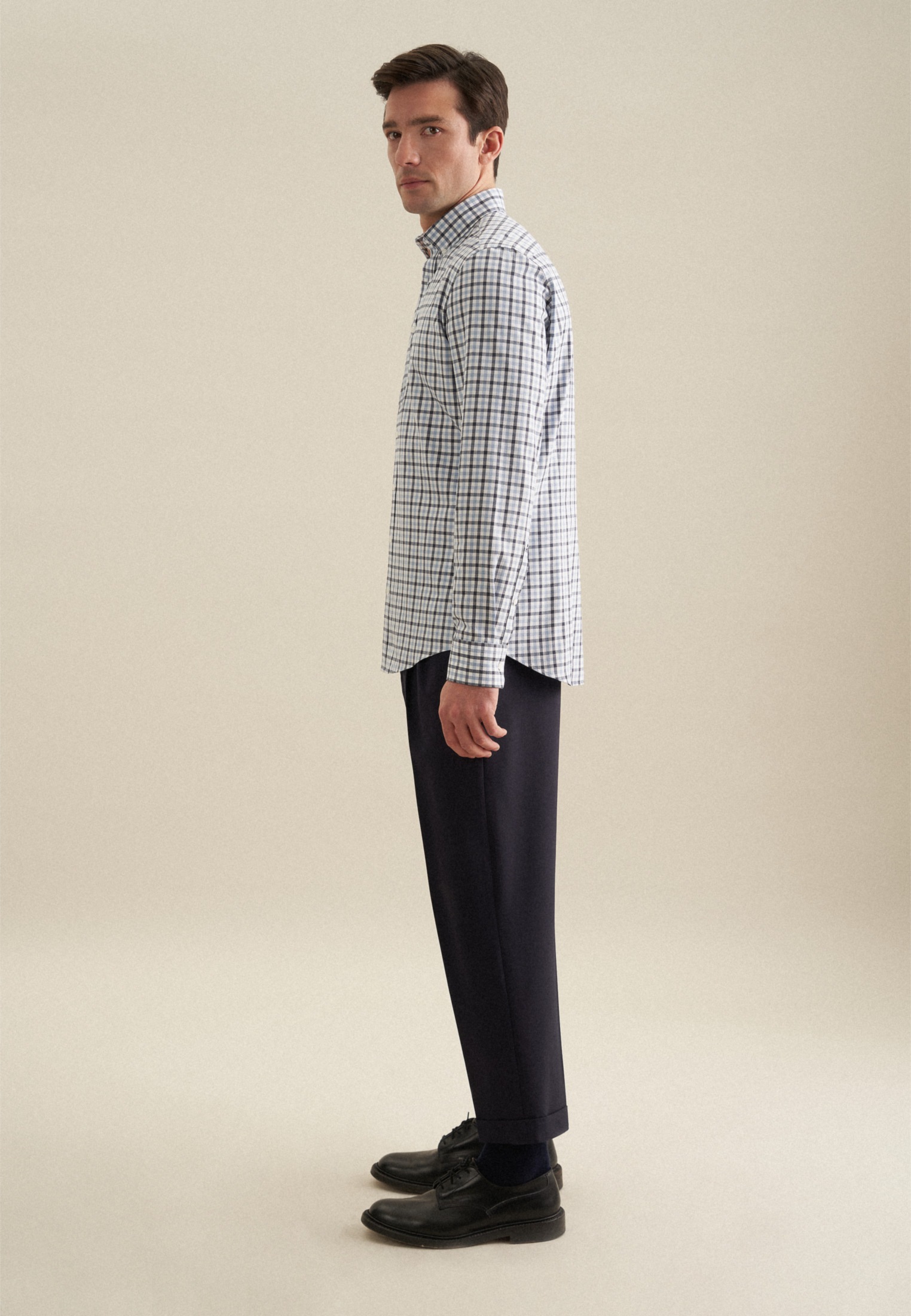 seidensticker Flanellhemd »Slim«, Slim Langarm Button-Down-Kragen Karo