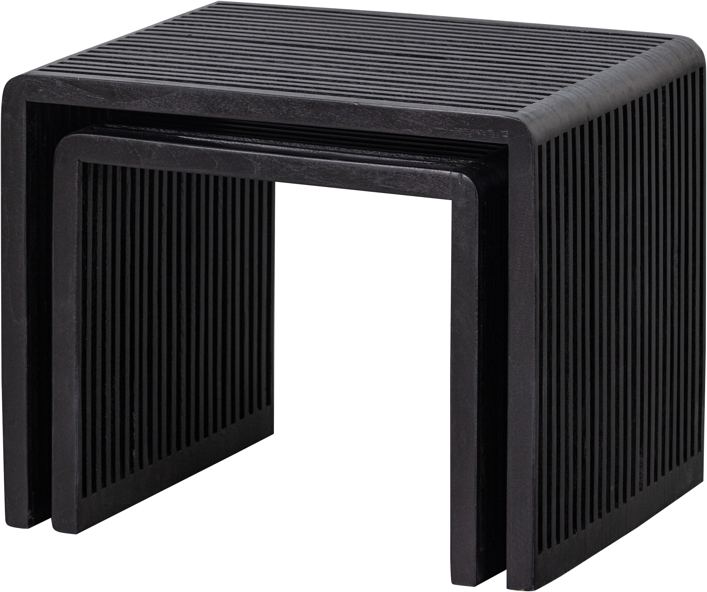 WOOOD Beistelltisch »Willa aus Teakholz, organische Formgebung 50x43,5x40 / 40x38x35 cm« Set, 2 Stk. tlg. 2er-Set, Tragkraft 15 kg, recyceltem Teakholz farbig behandelt