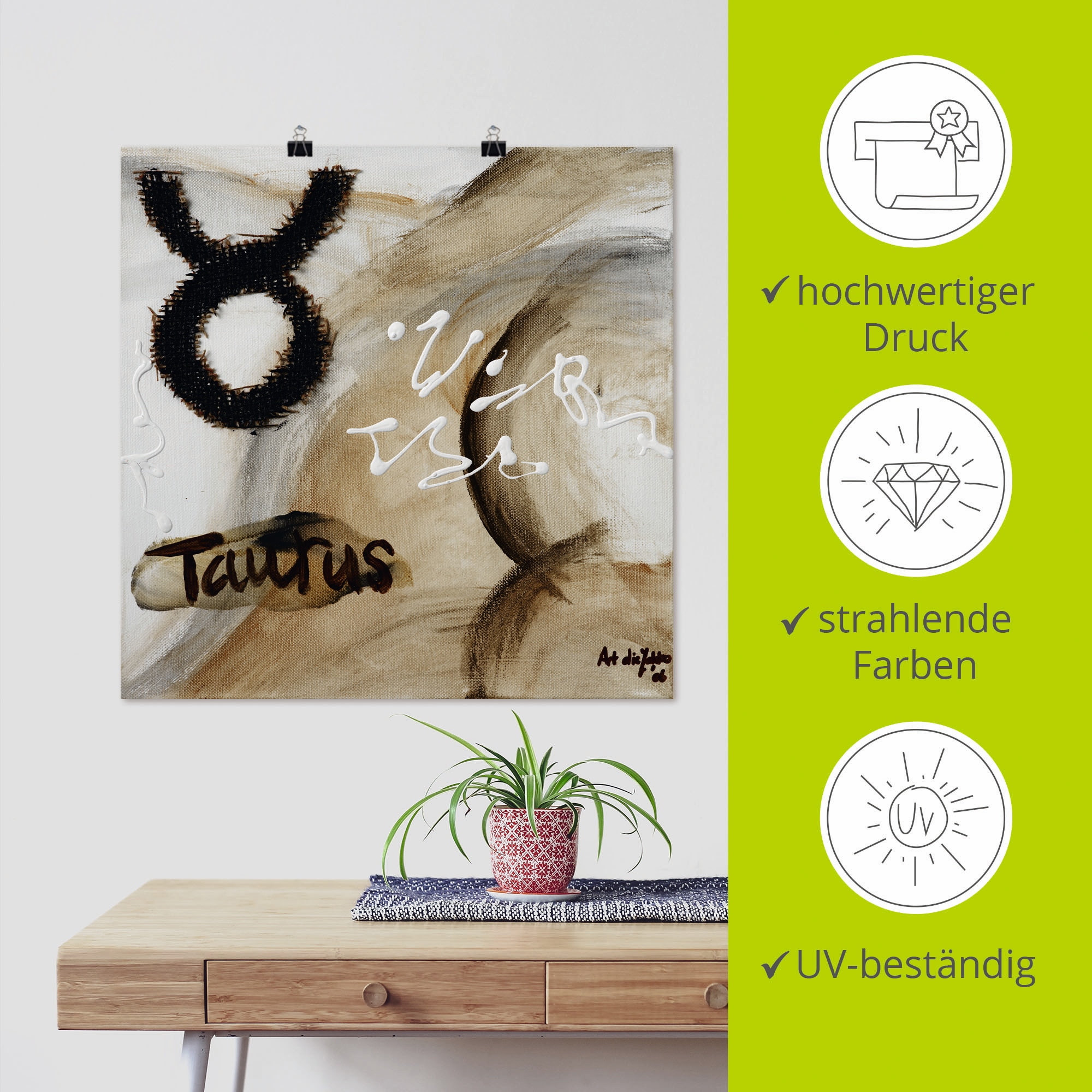 Artland Wandbild »Stier«, Sternzeichen, (1 St.), als Leinwandbild, Poster in verschied. Grössen