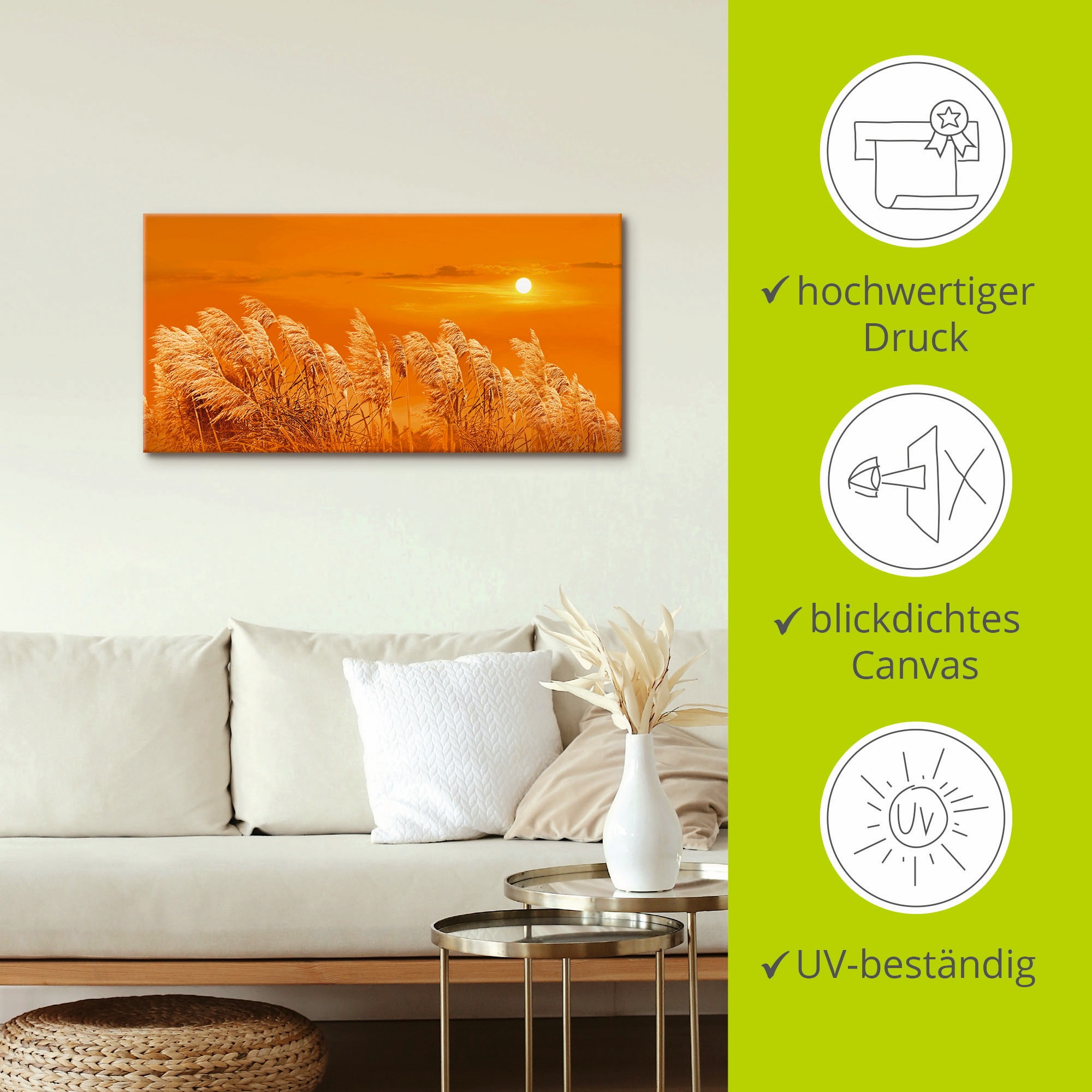 Artland Wandbild »Im Wind«, Gräser, (1 St.), als Leinwandbild in verschied. Grössen