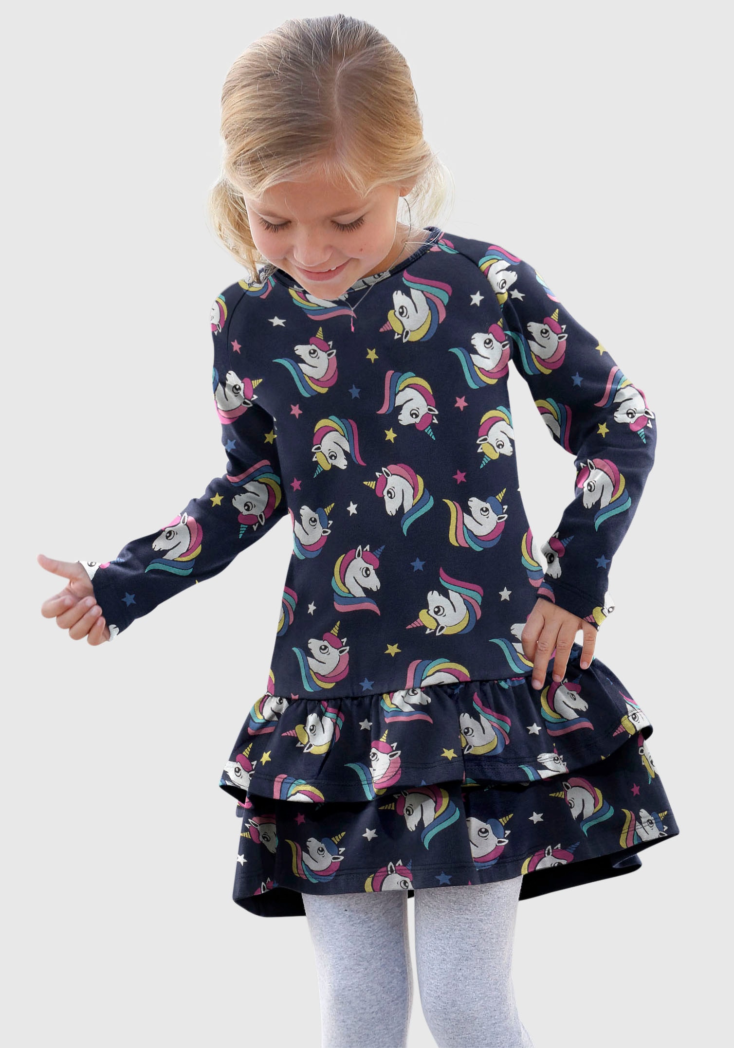 KIDSWORLD Jerseykleid »für kleine Mädchen«, festliche Anlässe, kniefreie Länge, eleganter Stil