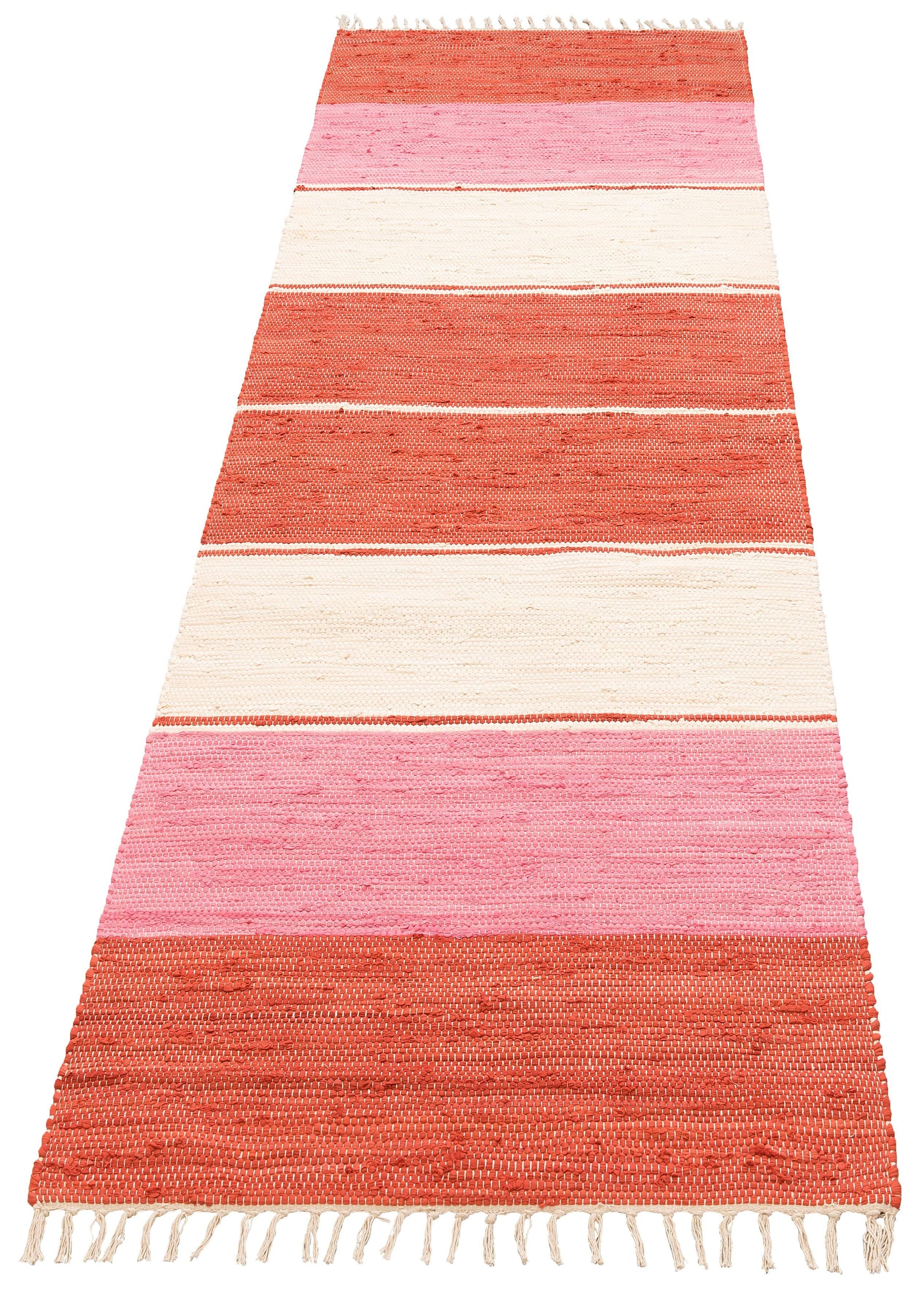 Image of Lüttenhütt Läufer »Paula«, rechteckig, 5 mm Höhe, Teppich-Läufer, handgewebt, beidseitig verwendbar, Wendeteppich, mit Fransen, ideale Teppiche für Flur, Schlafzimmer & Kinderzimmer bei Ackermann Versand Schweiz