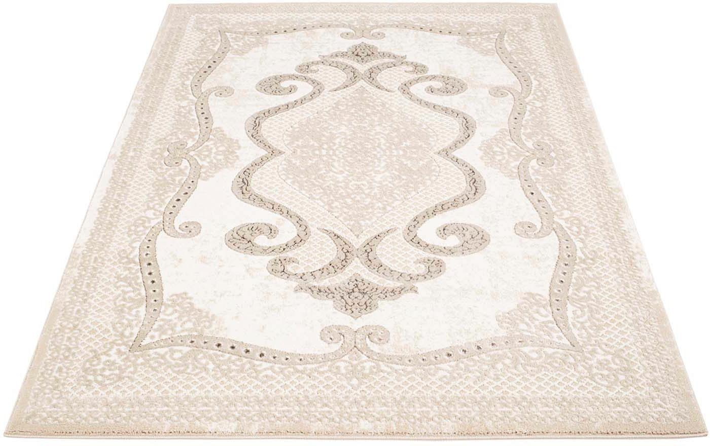 Image of Carpet City Teppich »Platin 7741«, rechteckig, 11 mm Höhe, Kurzflor, Ornamente, Glänzend durch Polyester, Wohnzimmer, Schlafzimmer bei Ackermann Versand Schweiz
