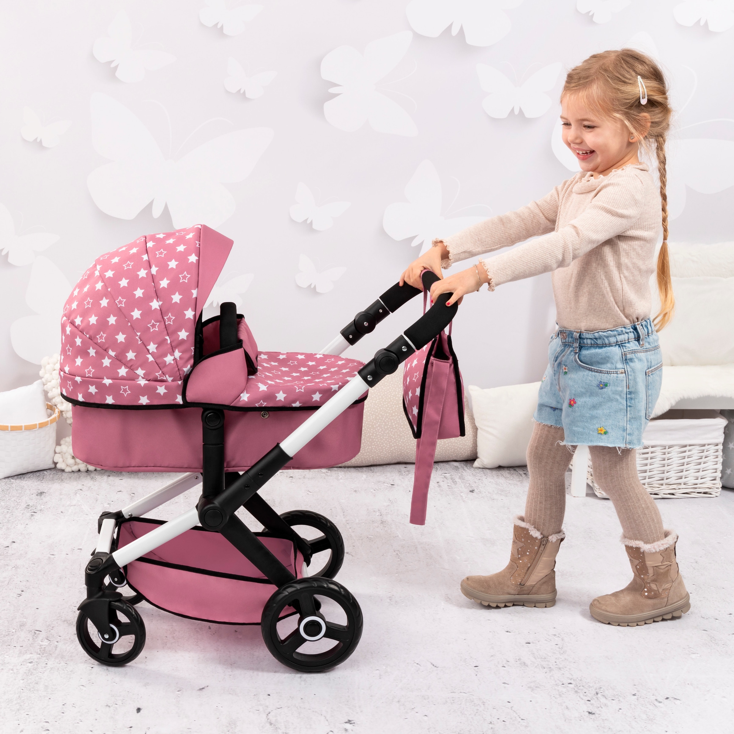 Bayer Poussette de poupée combinée »Xeo, rosa«