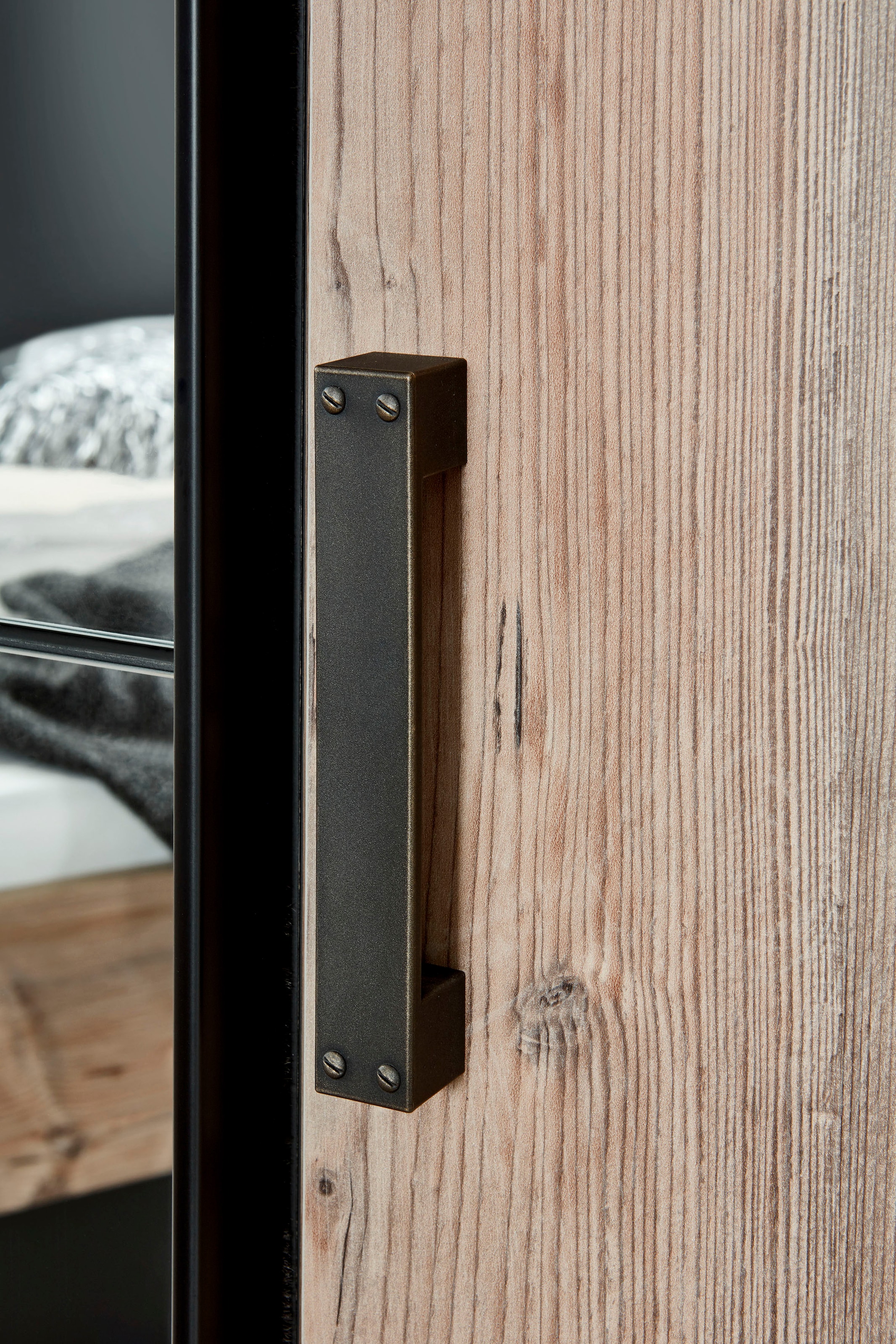 Wimex Kleiderschrank »Stockholm, rustikale Optik im Industrial Design, Made in Germany« mit Spiegel, 225x58x210 cm, Made in Germany