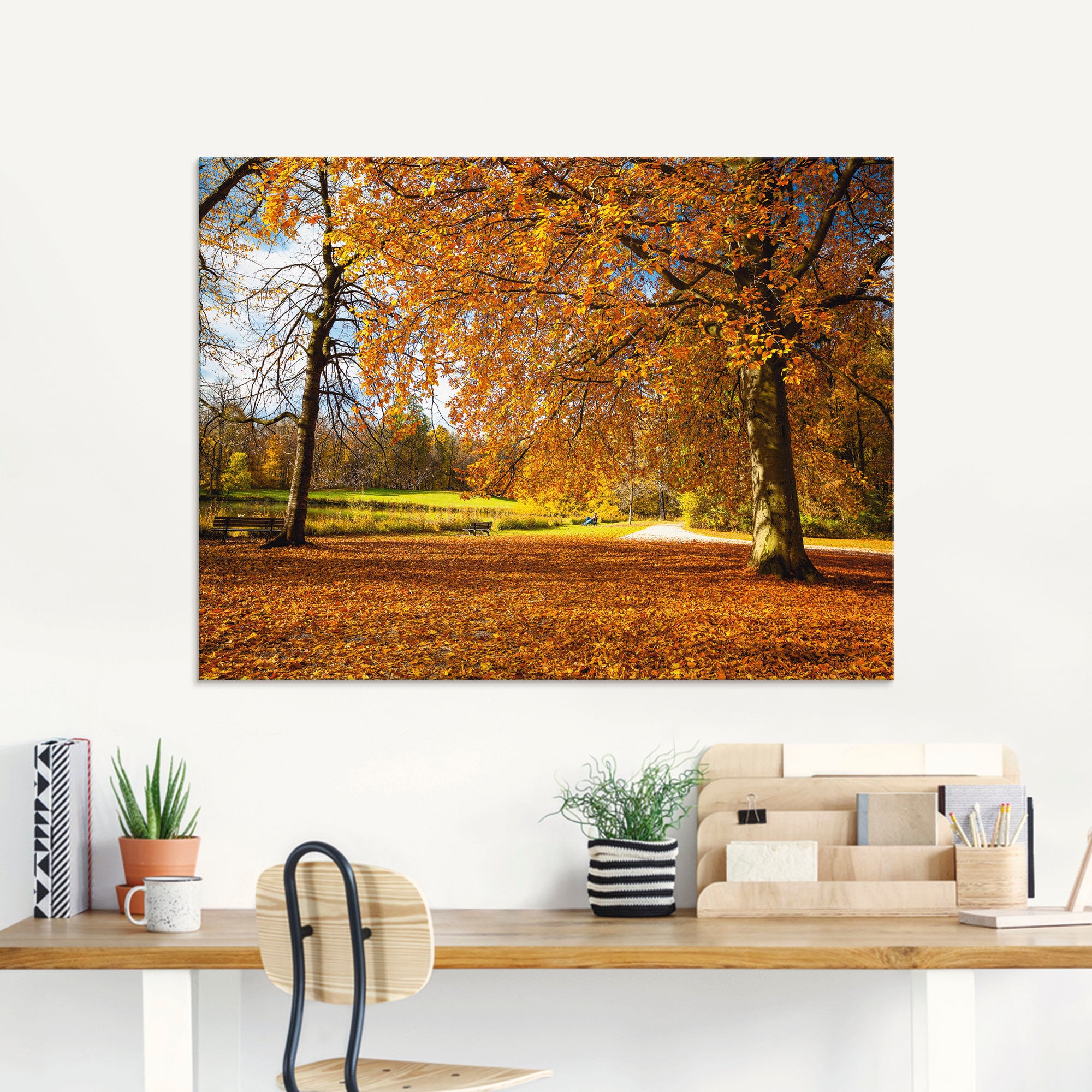Artland Glasbild »Herbst bei Schlosses Nymphenburg«, Wiesen & Bäume, (1 St.), in verschiedenen Grössen