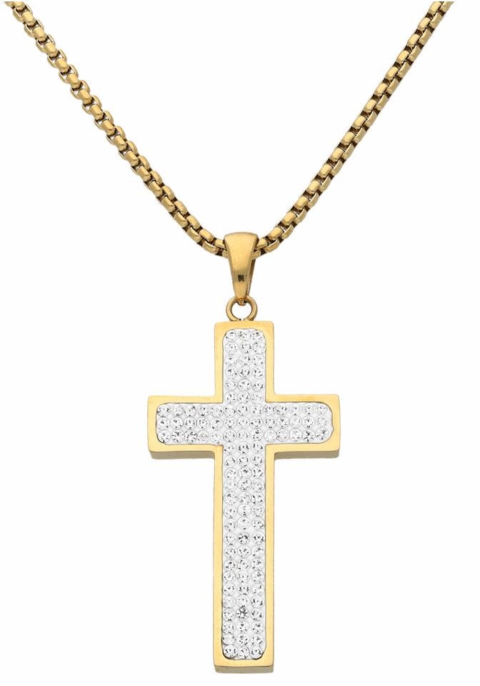Image of Firetti Kreuzkette "Schmuck Geschenk Halsschmuck Halskette Kreuz glitzernd" mit Kristallstein (synth.)