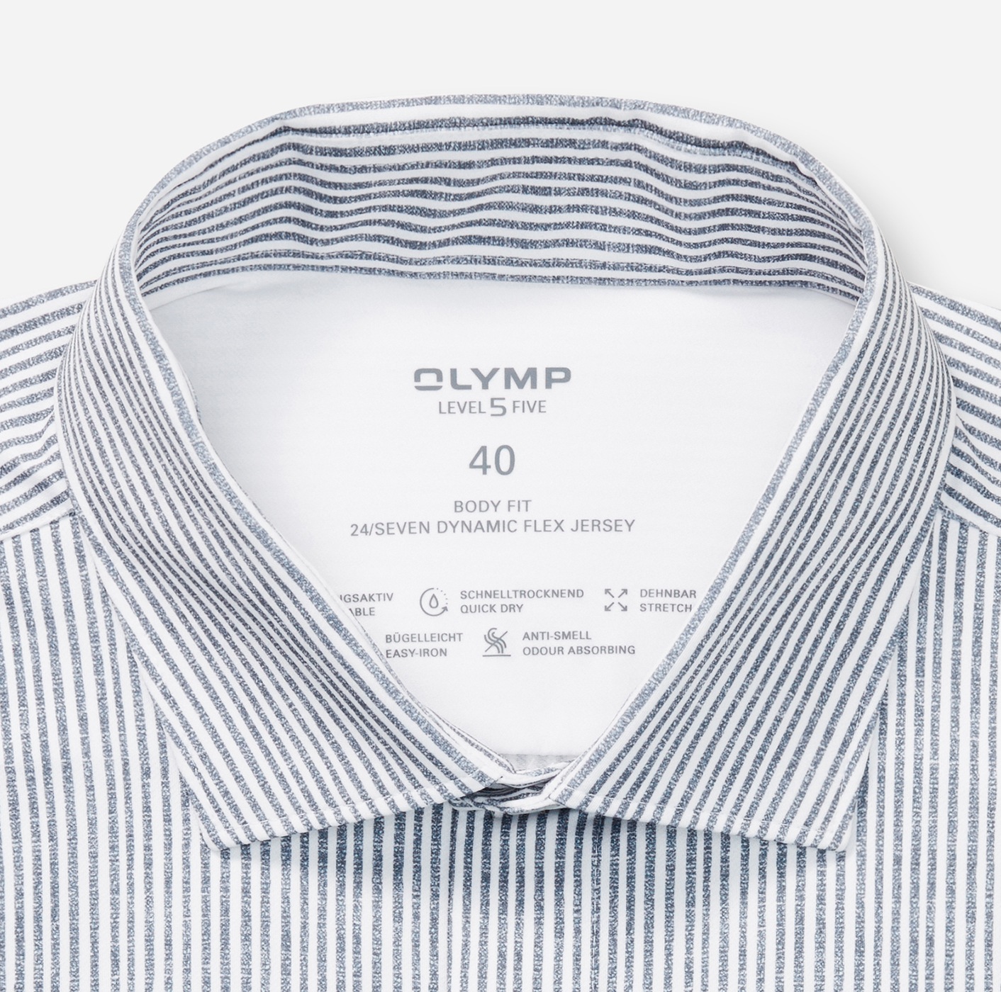 OLYMP Chemise à manches longues »24/7 - Level 5« Jersey Flex, coupe ajustée, Anti Odeur, col Kent