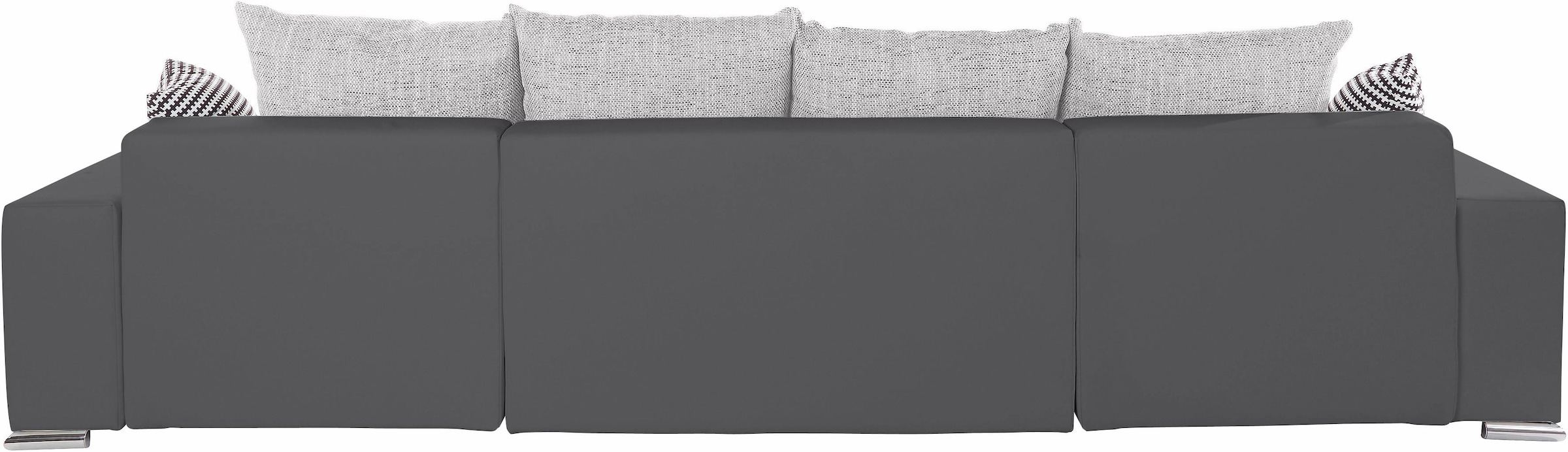 COLLECTION AB Wohnlandschaft »XL-Josy U-Form, Breite 313 cm, Kunstleder-Mix, Microfaser«, inkl. Bettfunktion, Bettkasten, mit 4 gleich grossen Rückenkissen