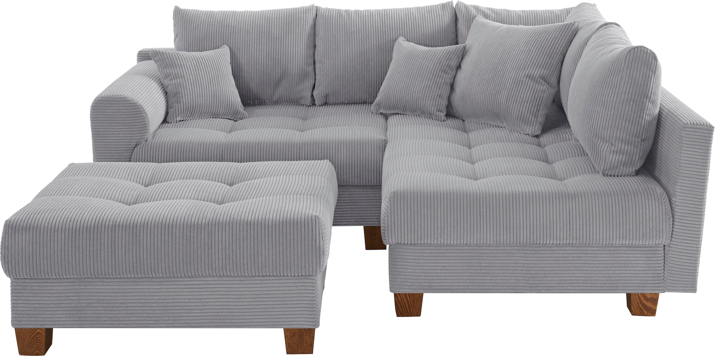 Home affaire Canapé d'angle »Rice L-Form, B: 216 cm« Set: Sofa & Hocker, mit 3 Zierkissen, Federkern