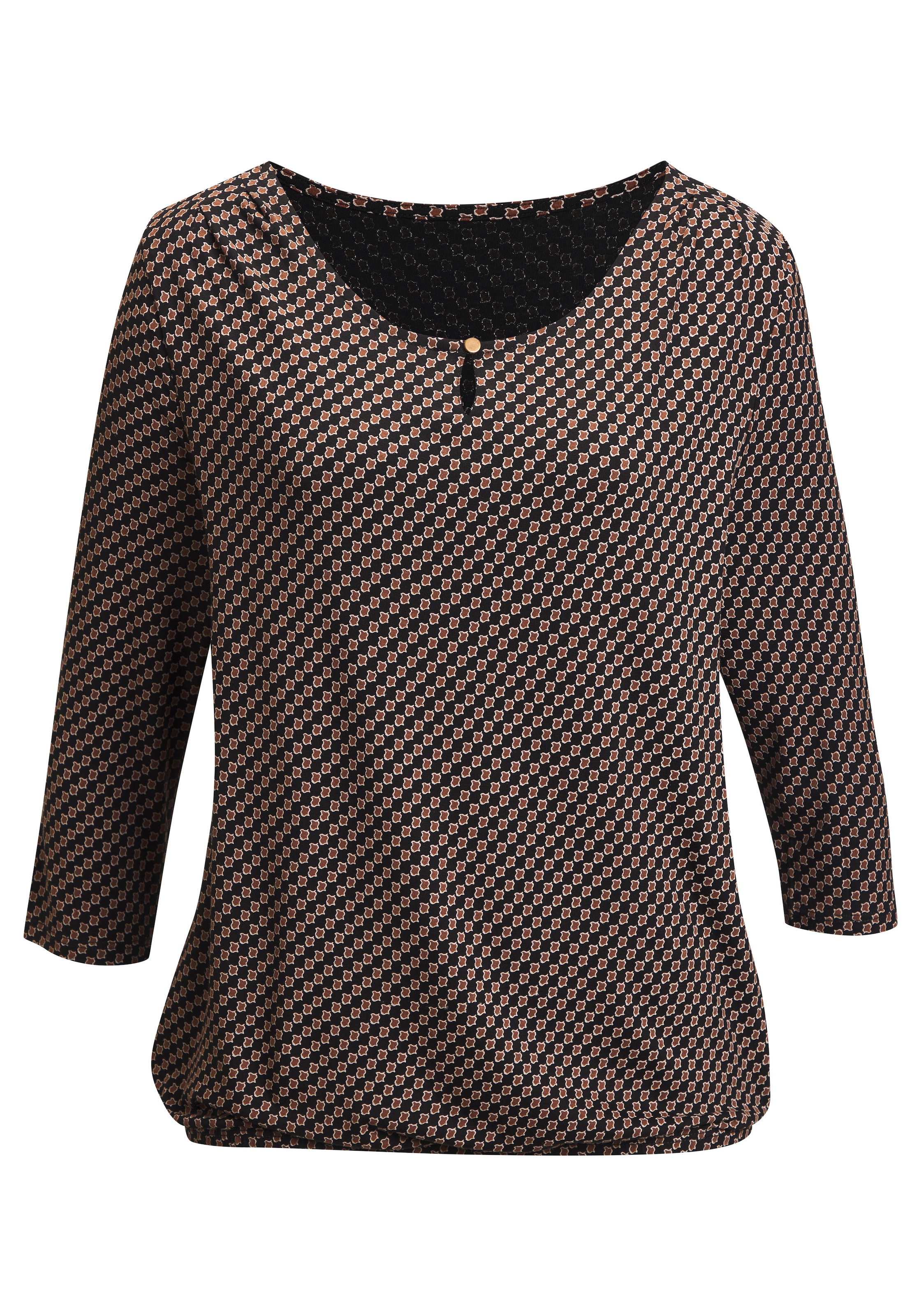 Vivance Shirt à col rond »mit goldfarbenem Zierknopf am Ausschnitt« 2er-Pack,  aus weichem Viskose-Stretch