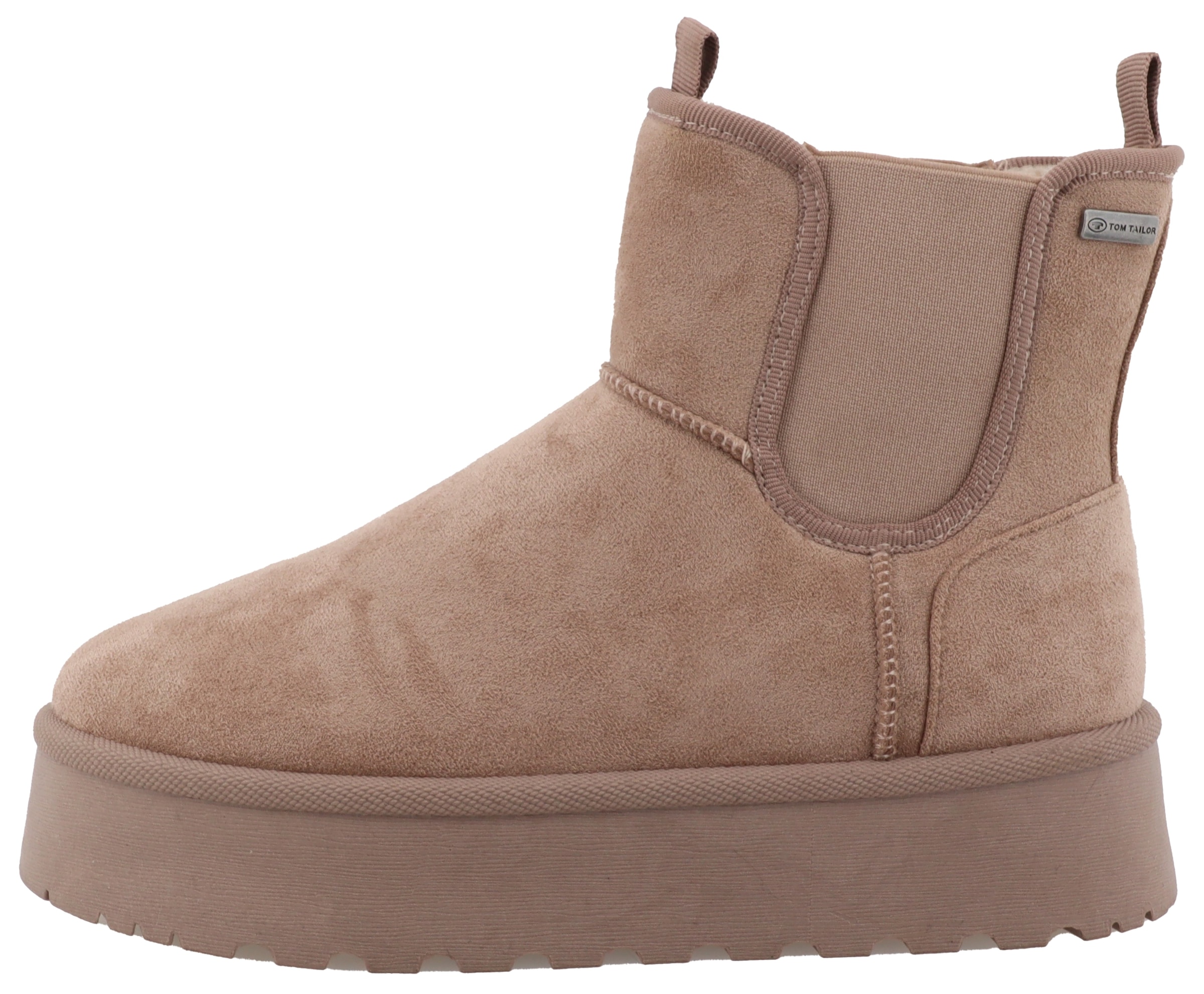 TOM TAILOR Winterboots, Plateau, Schlupfboots, Hausschuh mit zwei Anziehlaschen