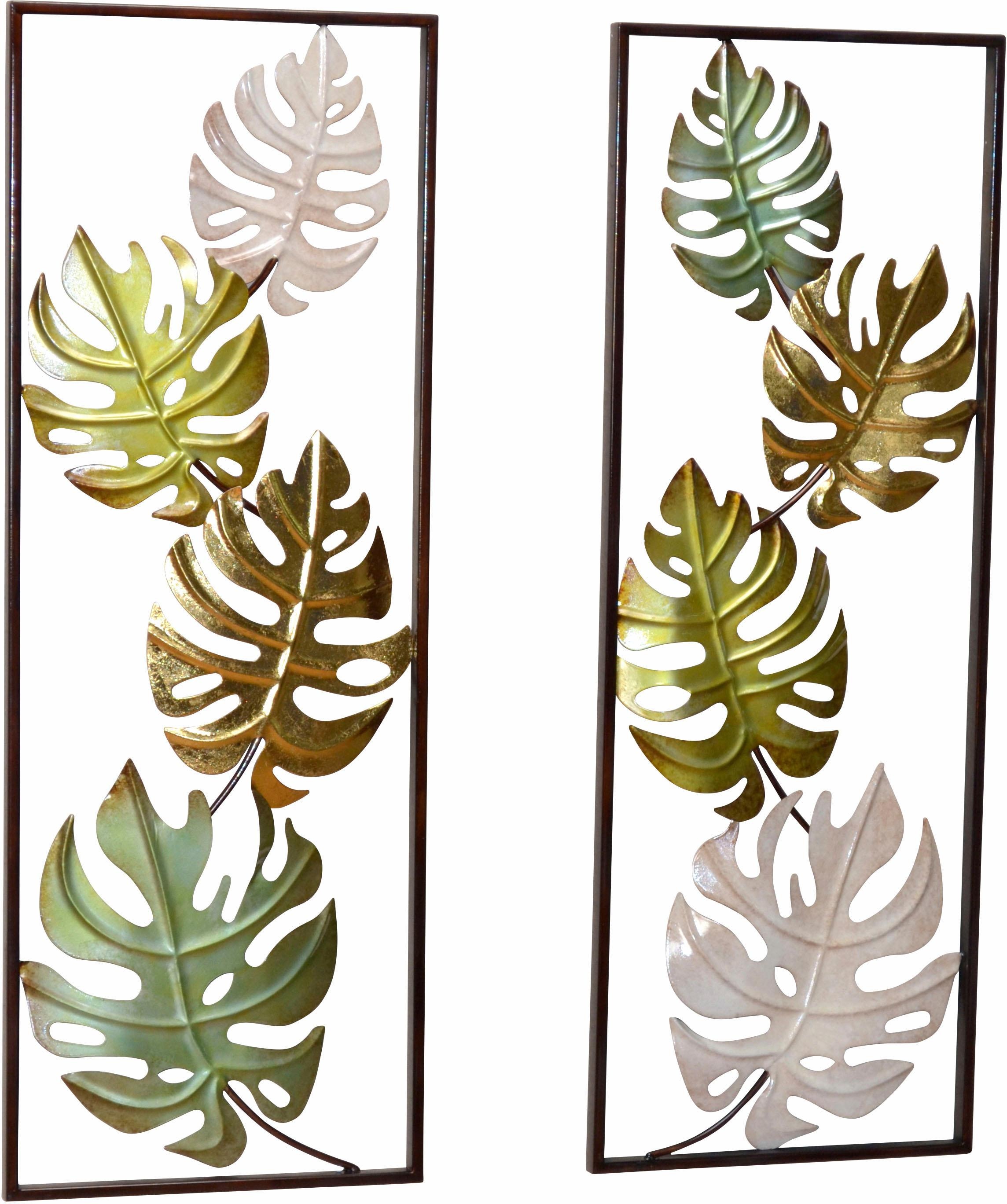 Image of HOFMANN LIVING AND MORE Wanddekoobjekt »Monstera«, (Set, 2 St.), Wanddeko, aus Metall bei Ackermann Versand Schweiz