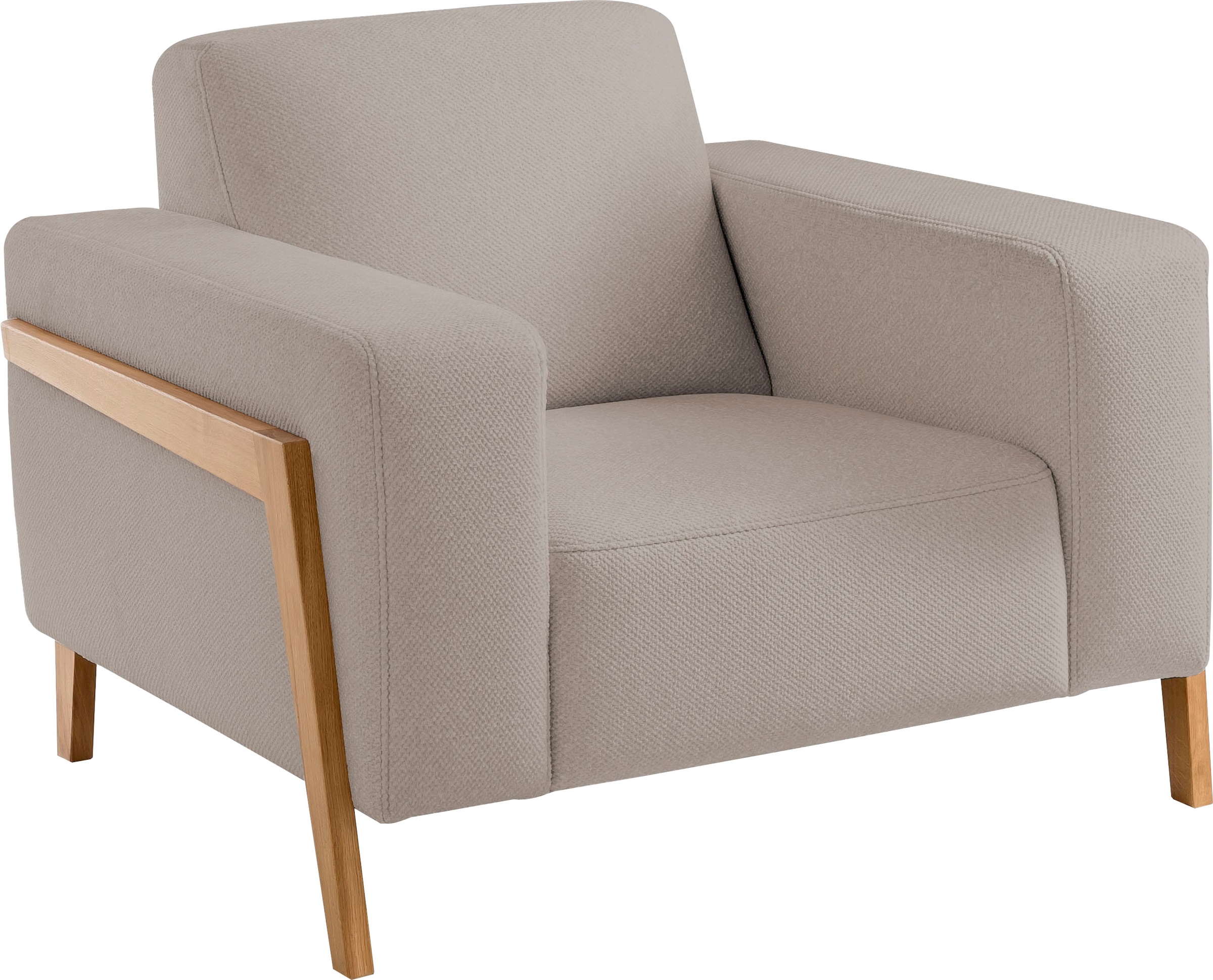 exxpo - sofa fashion Sessel »Starr, Loungesessel«, im Scandinavian Design, mit Massive Holzfüsse, frei im Raum stellbar