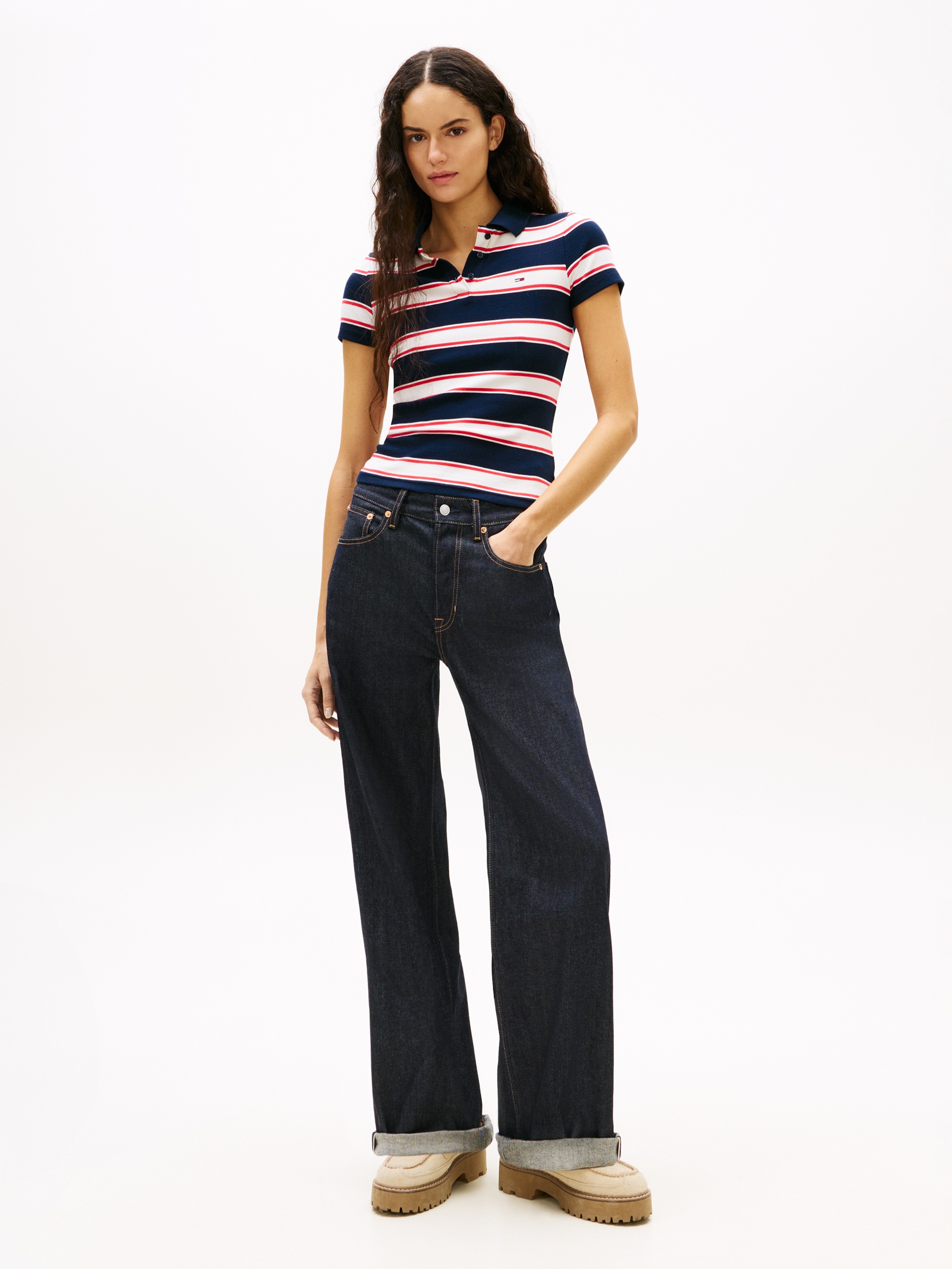 Tommy Jeans Poloshirt »TJW SLIM RIB SS POLO« mit gerippter Struktur