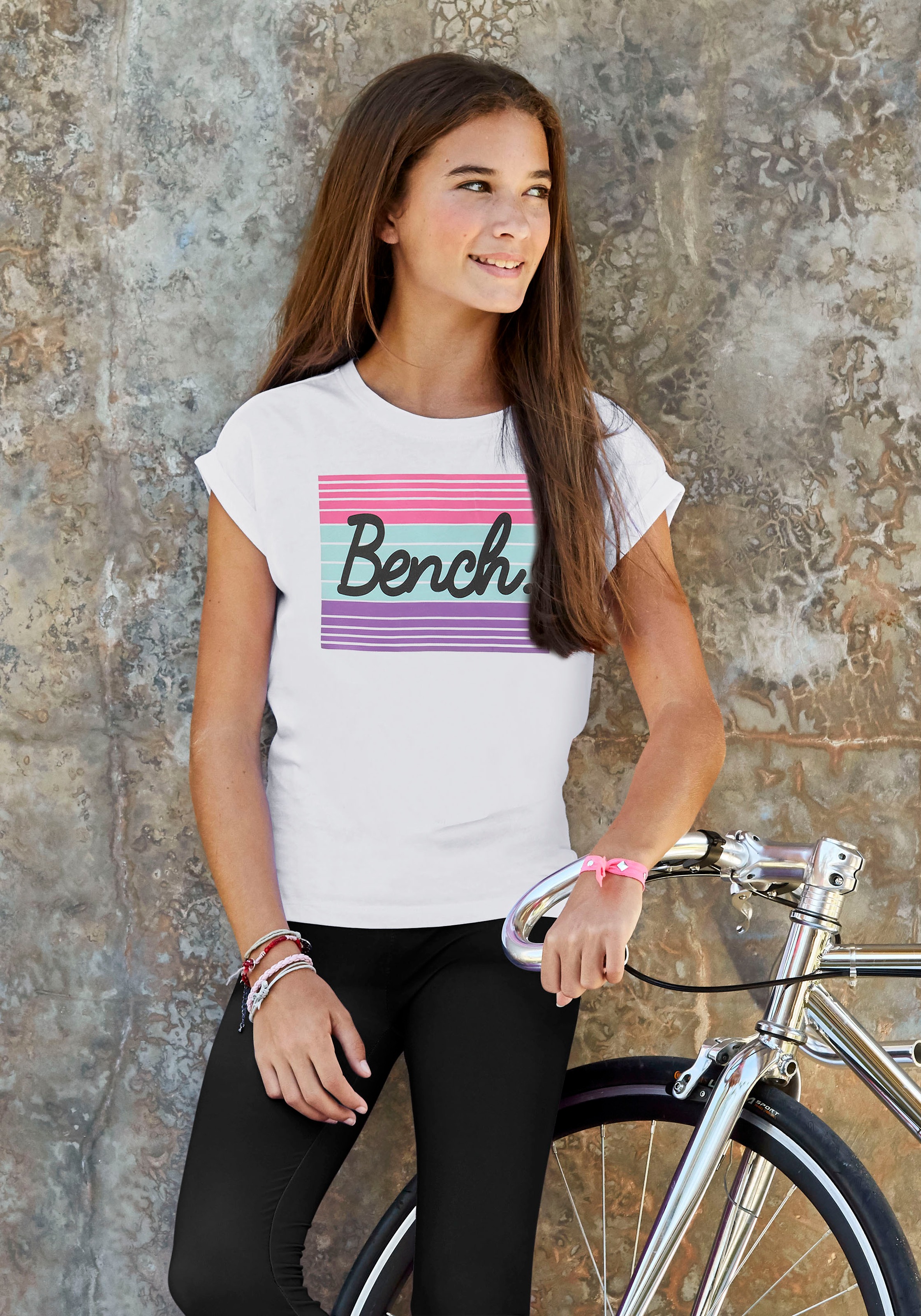 ✌ Bench. T-Shirt, mit grossem Acheter Logodruck ligne en