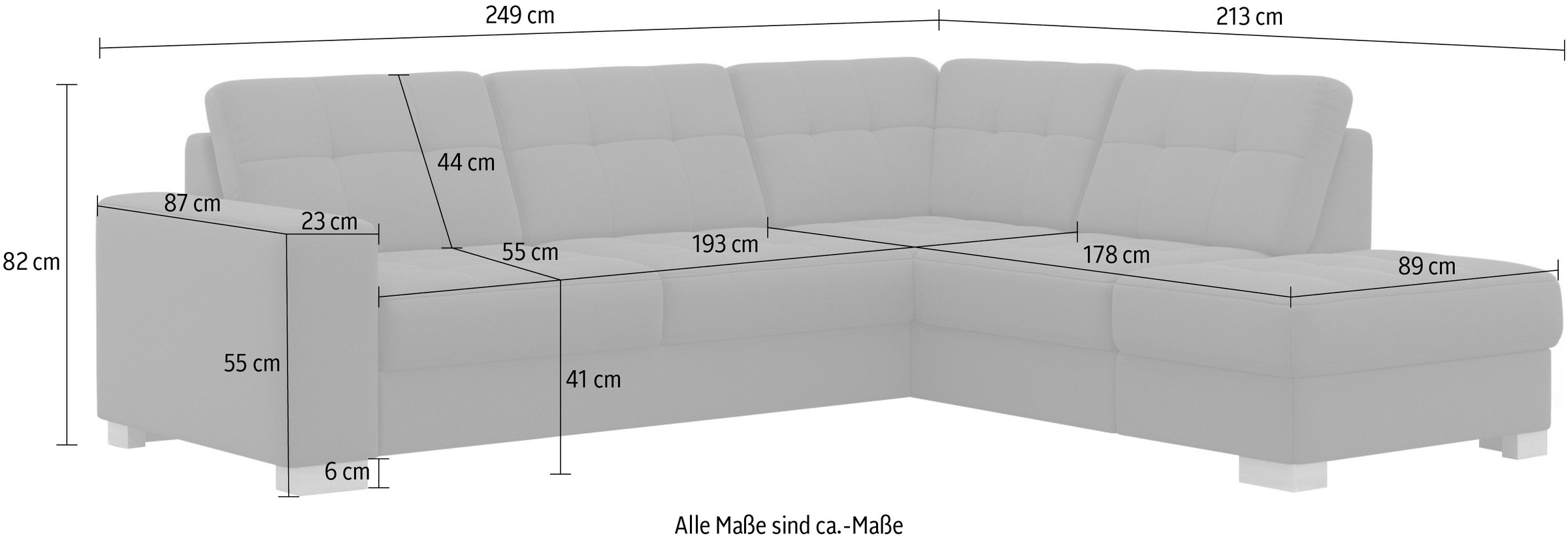 sit&more Ecksofa »Quincy L-Form« wahlweise mit Bettfunktion und Bettkasten