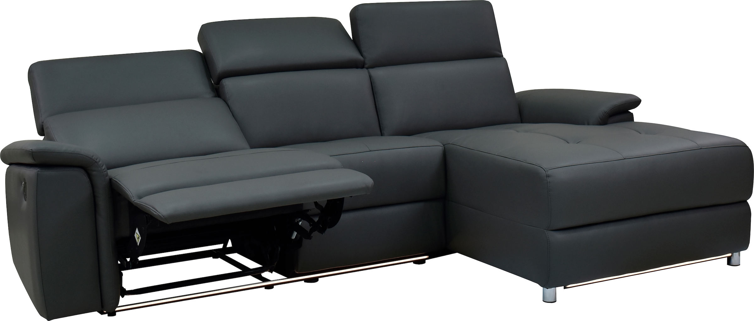 GOODproduct Ecksofa »Pareli, L-Form, 259cm,m. Recamiere, Echtleder, Kunstleder, Webstoff« man. o. elektr. Relaxfunktion, USB/Kopfteilverstellg u. LED