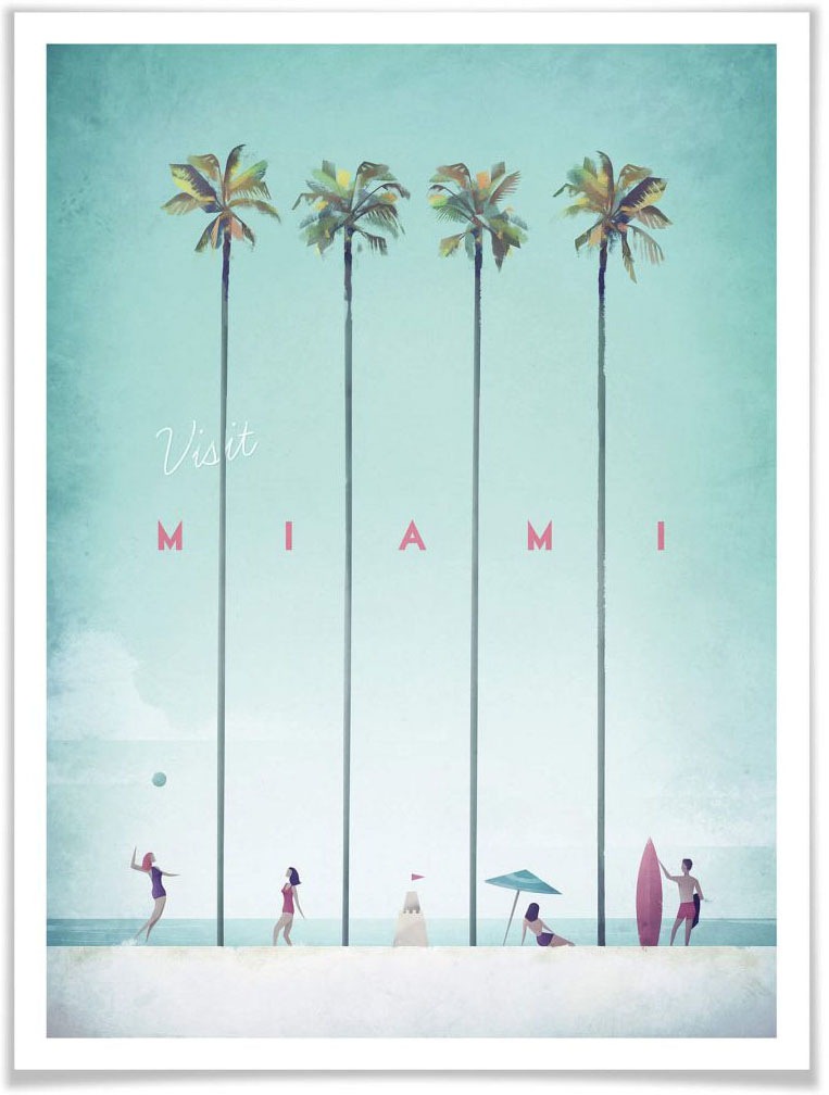 Image of Wall-Art Poster »Palmen Urlaub Miami Strand«, Strand, (1 St.), Poster, Wandbild, Bild, Wandposter bei Ackermann Versand Schweiz