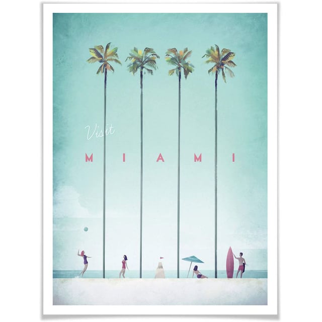Wall-Art Poster »Palmen Urlaub Miami Strand«, Strand, (1 St.), Poster,  Wandbild, Bild, Wandposter kaufen