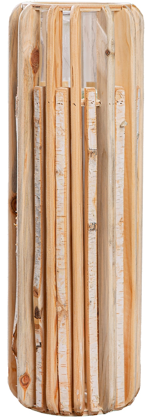 Image of GILDE Windlicht "Windlicht zylindrisch Puomi naturfarben" Deko Windlicht skandinavisch Natur Rinde Äste rustikal