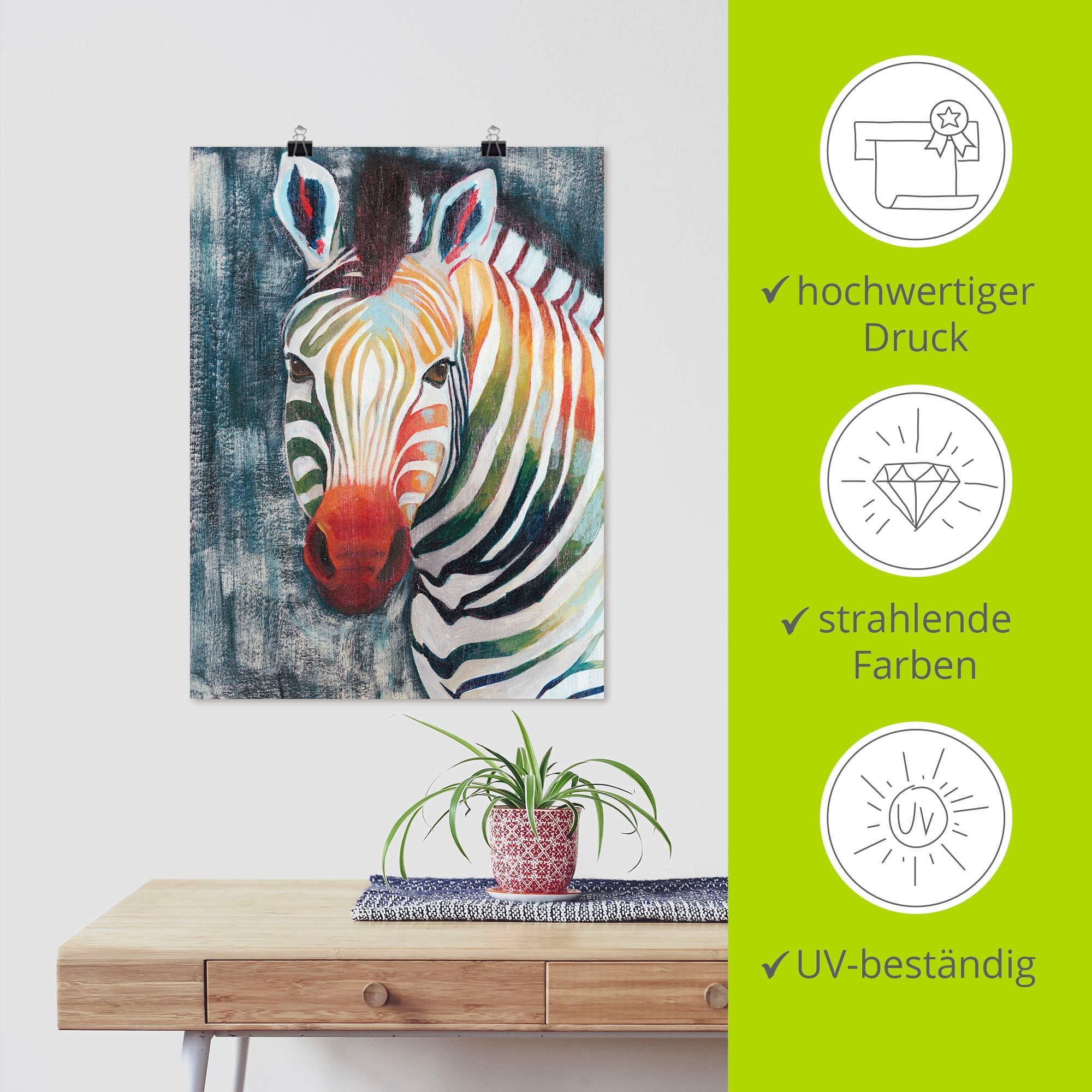Artland Wandbild »Prisma Zebra II«, Wildtiere, (1 St.), als Leinwandbild, Poster in verschied. Grössen