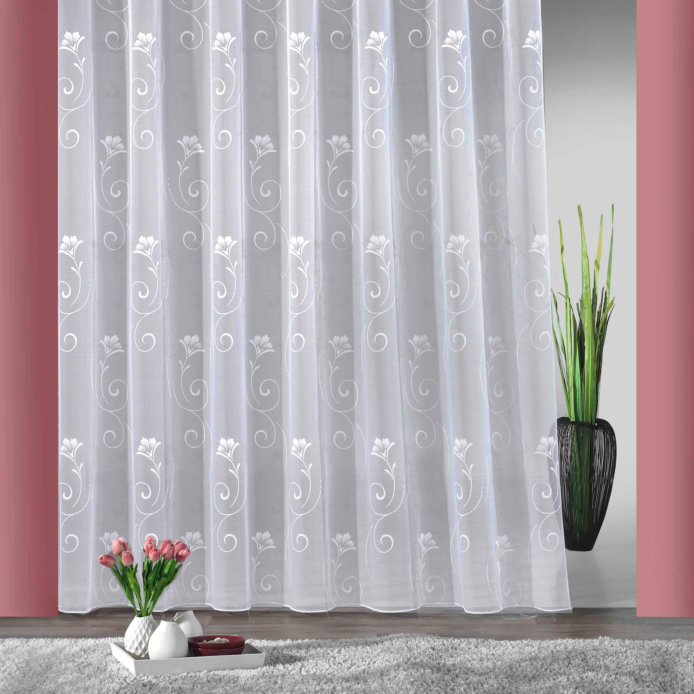 Image of Weckbrodt Gardine "Lilly" Smokband 1 Stk. tlg. Jacquard, strukturiert, Allover,floral,Beschwerungsband, nach Mass