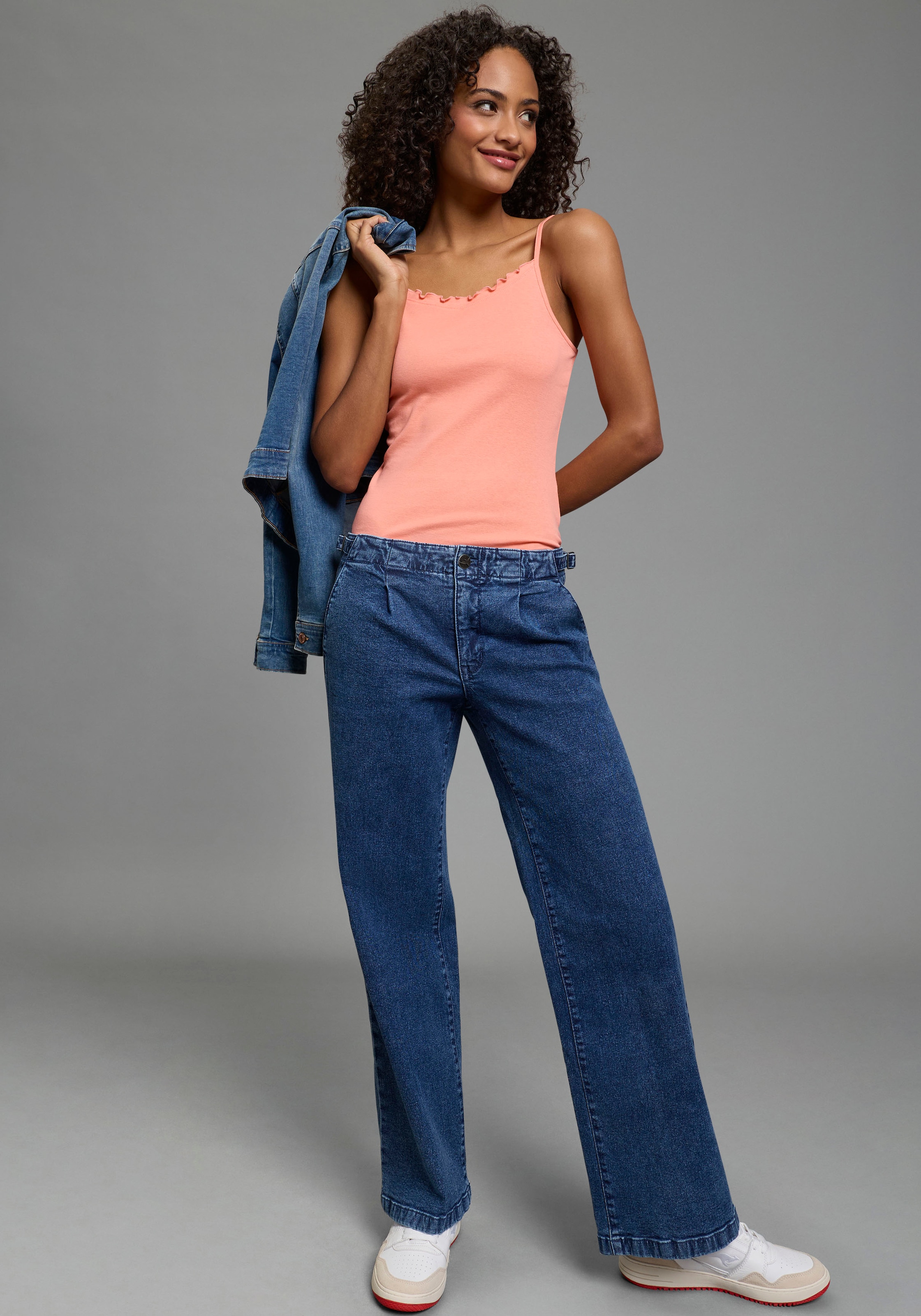 KangaROOS Top à bretelles spaghetti Packung, 3 pièces mit verspielter Rollsaumkante