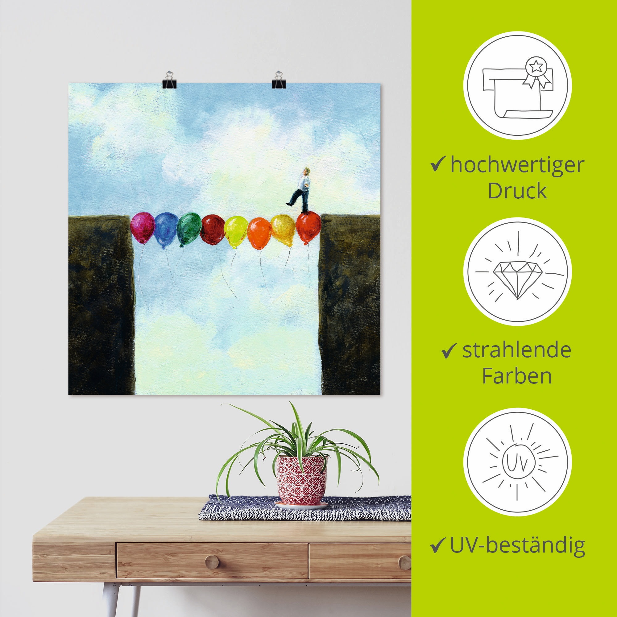 Artland Wandbild »Eine Brücke schlagen«, Mann, (1 St.), als Leinwandbild, Poster in verschied. Grössen