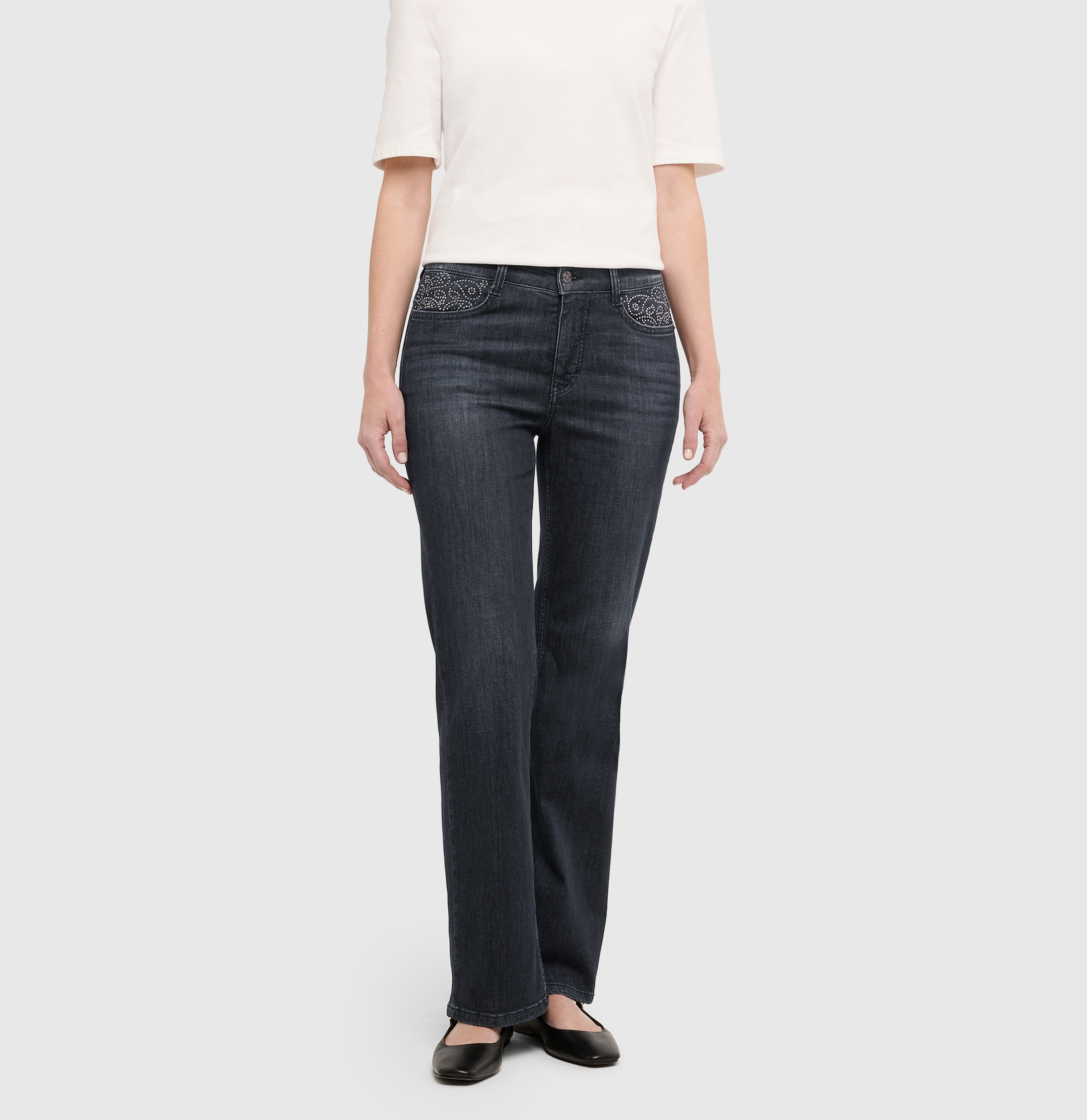 MAC Bootcut-Jeans Verzierung an den Vordertaschen
