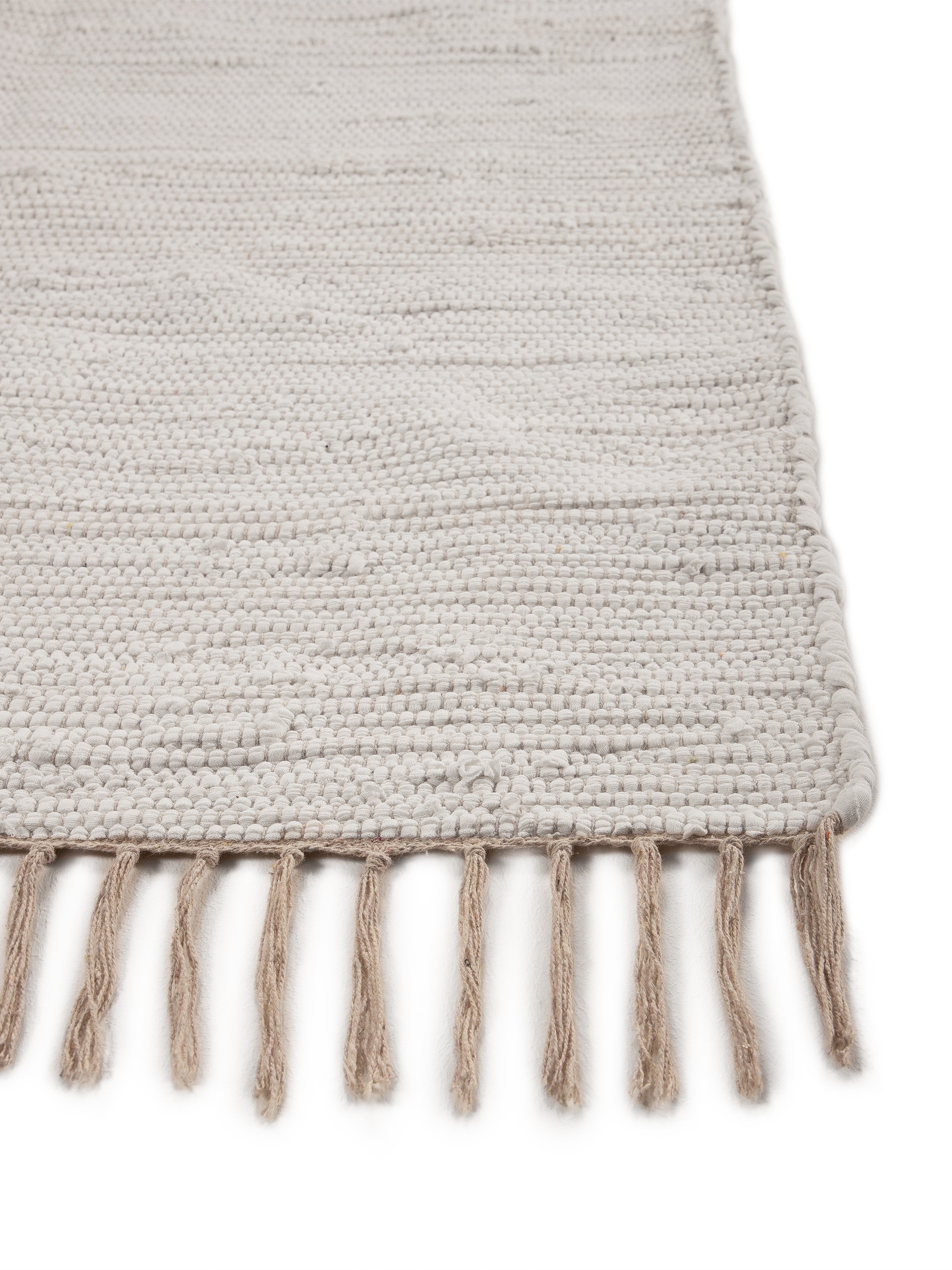 carpetfine Teppich »Kelim Chindi uni , auch als Läufer« rechteckig 5 mm Höhe Wendeteppich, reine Baumwolle, handgewebt, Uni-Farben, mit Fransen