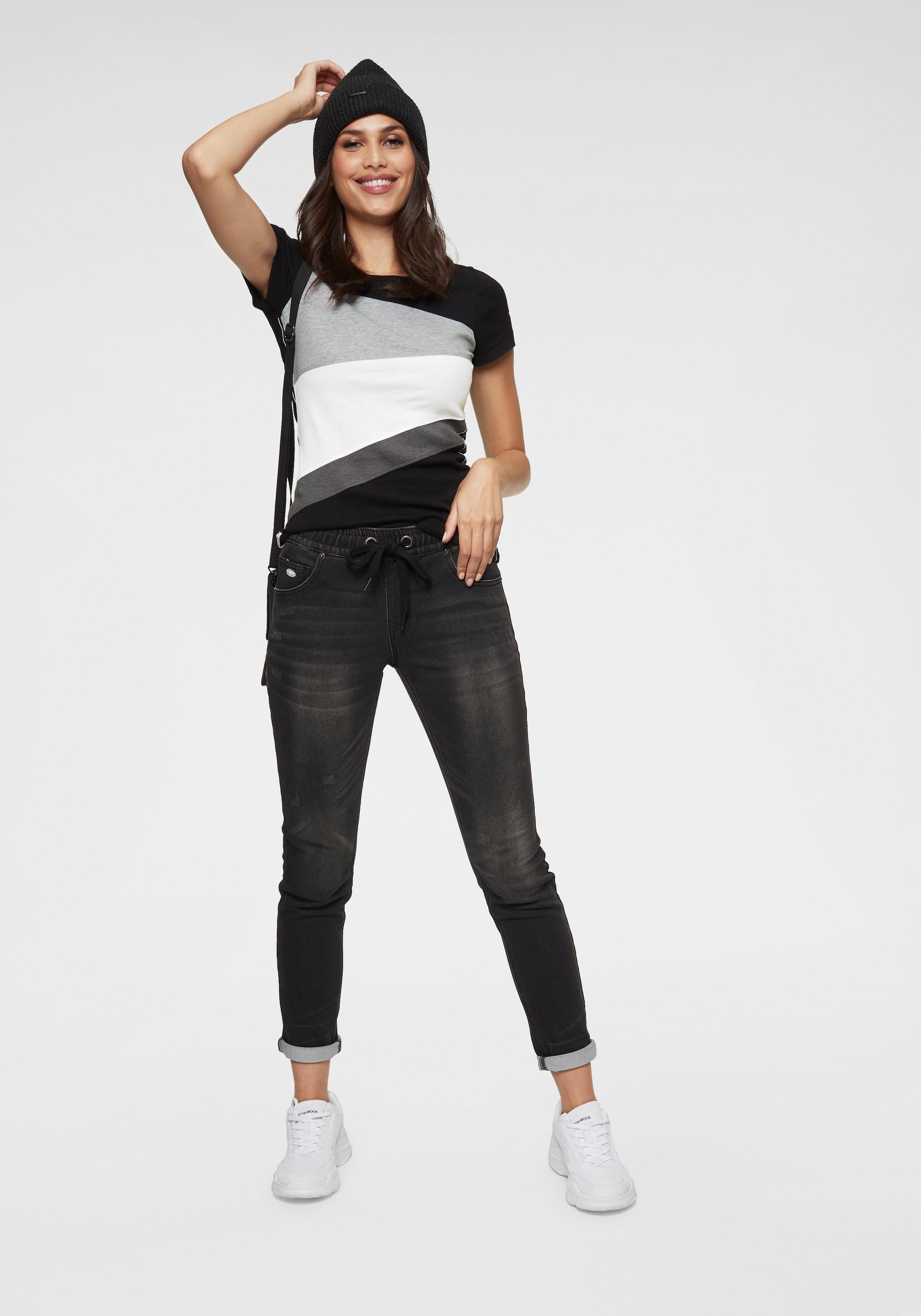 KangaROOS T-Shirt, Kurzarm, sehr figurbetont, Colourblocking-Optik