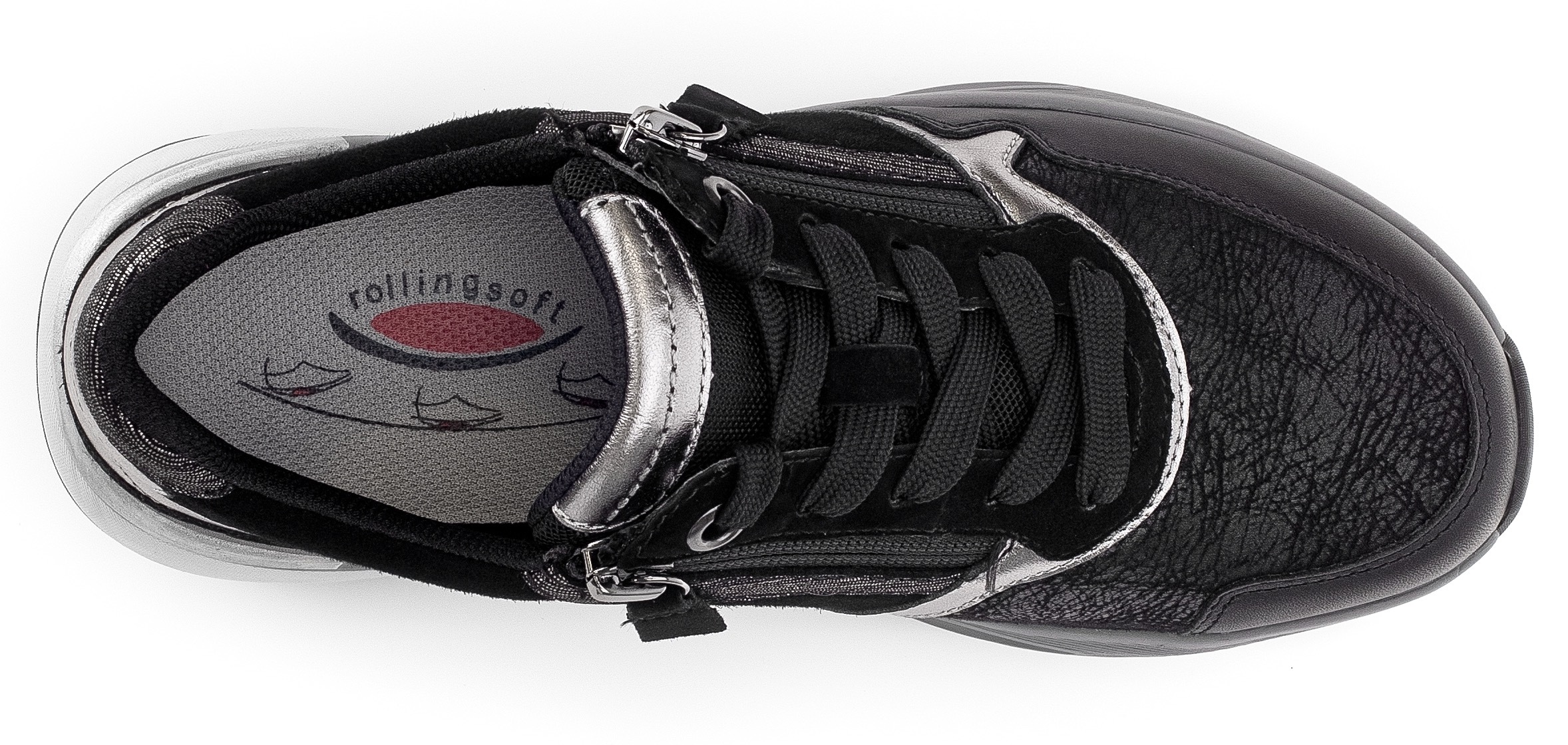 Gabor Rollingsoft Keilsneaker, Keilabsatz, Freizeitschuh, Halbschuh, Schnürschuh, Kontrastbesätze