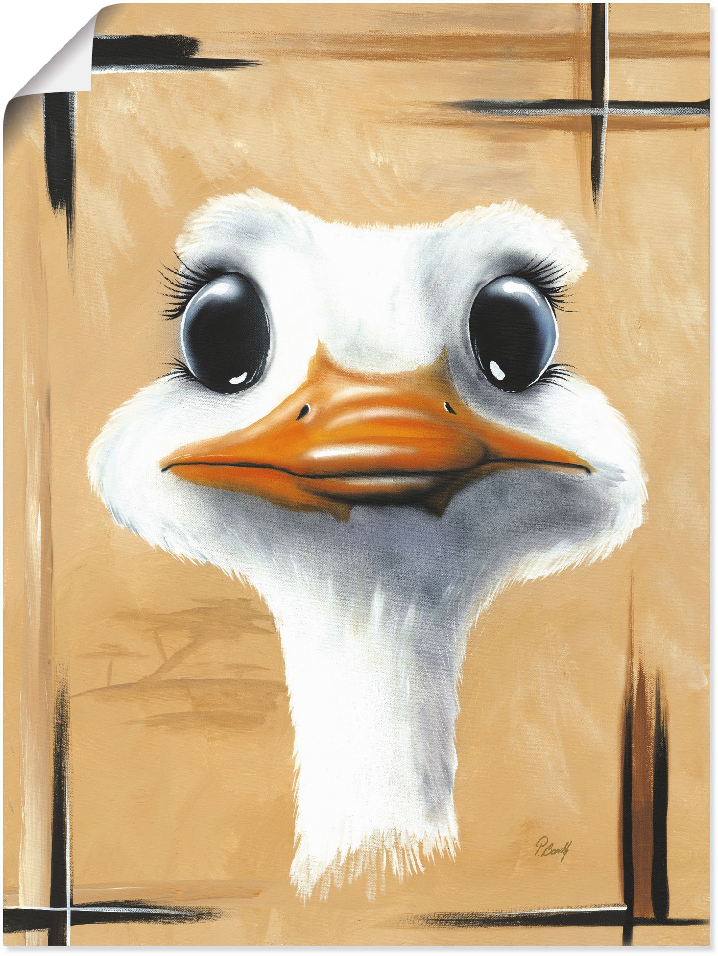 Image of Artland Wandbild »Lustiger Strauss«, Vogelbilder, (1 St.), in vielen Grössen & Produktarten - Alubild / Outdoorbild für den Aussenbereich, Leinwandbild, Poster, Wandaufkleber / Wandtattoo auch für Badezimmer geeignet bei Ackermann Versand Schweiz