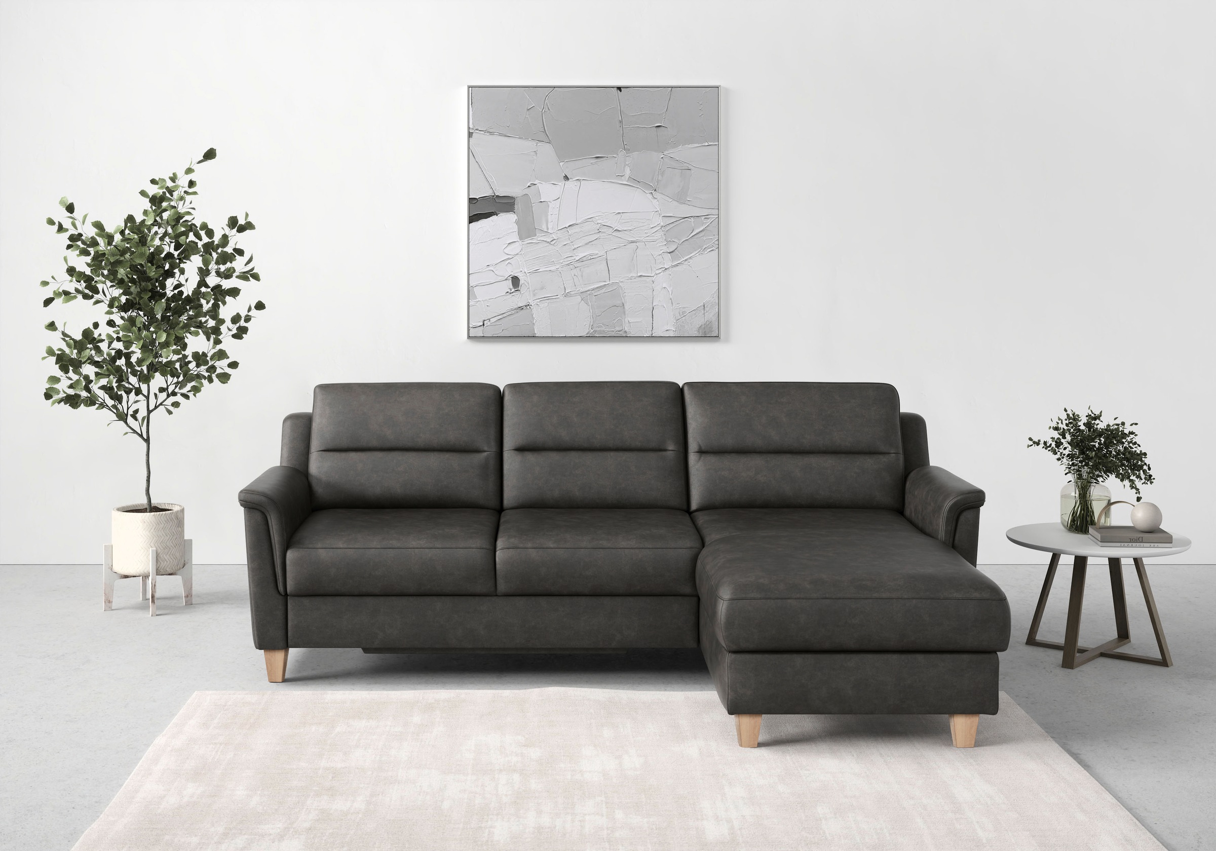 sit&more Ecksofa »Farö L-Form« inklusive Federkern, wahlweise mit Bettfunktion und Bettkasten