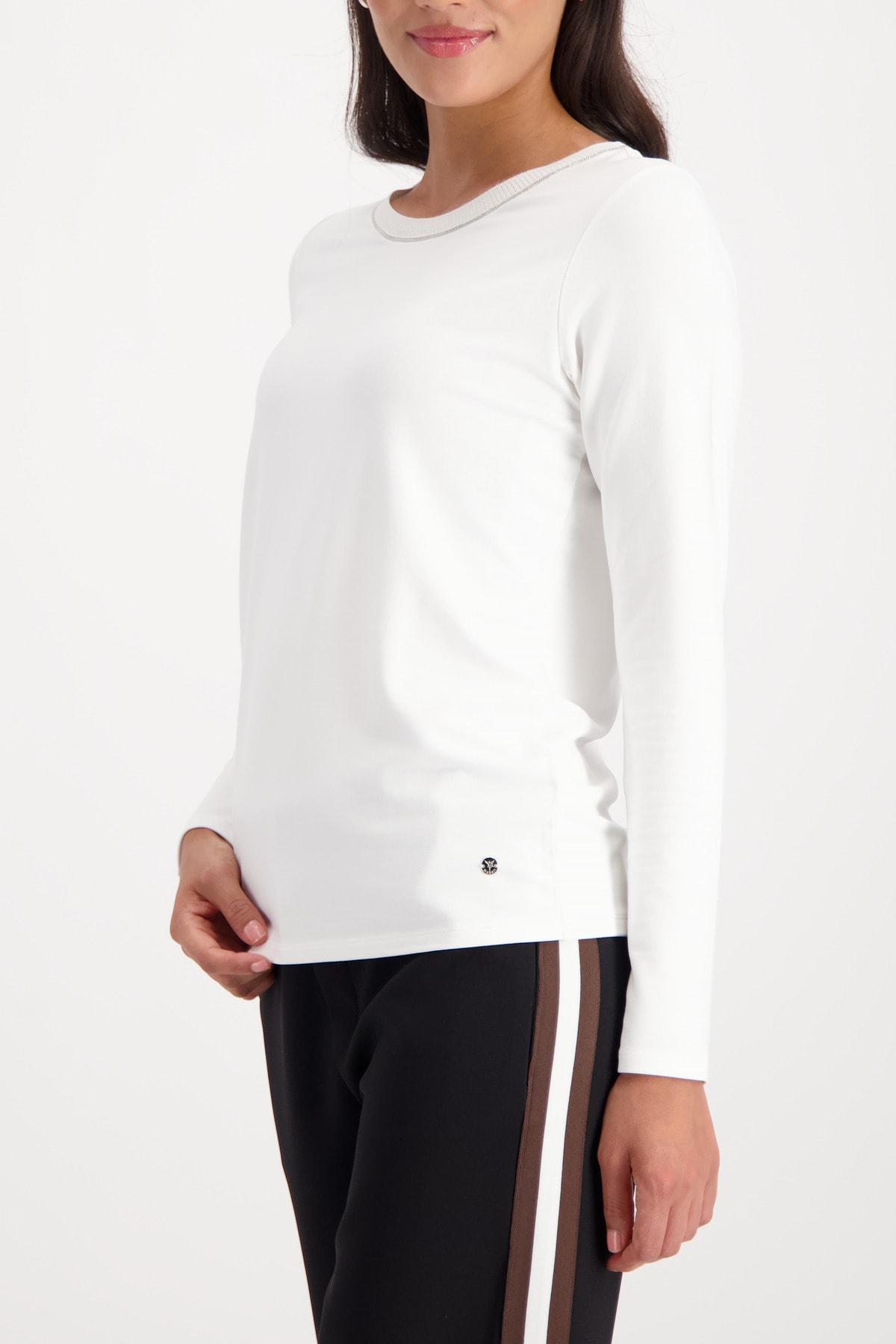 Monari Langarmshirt »Shirt Basic Schmuck Kette«, Regular fit mit Rundhalsausschnitt
