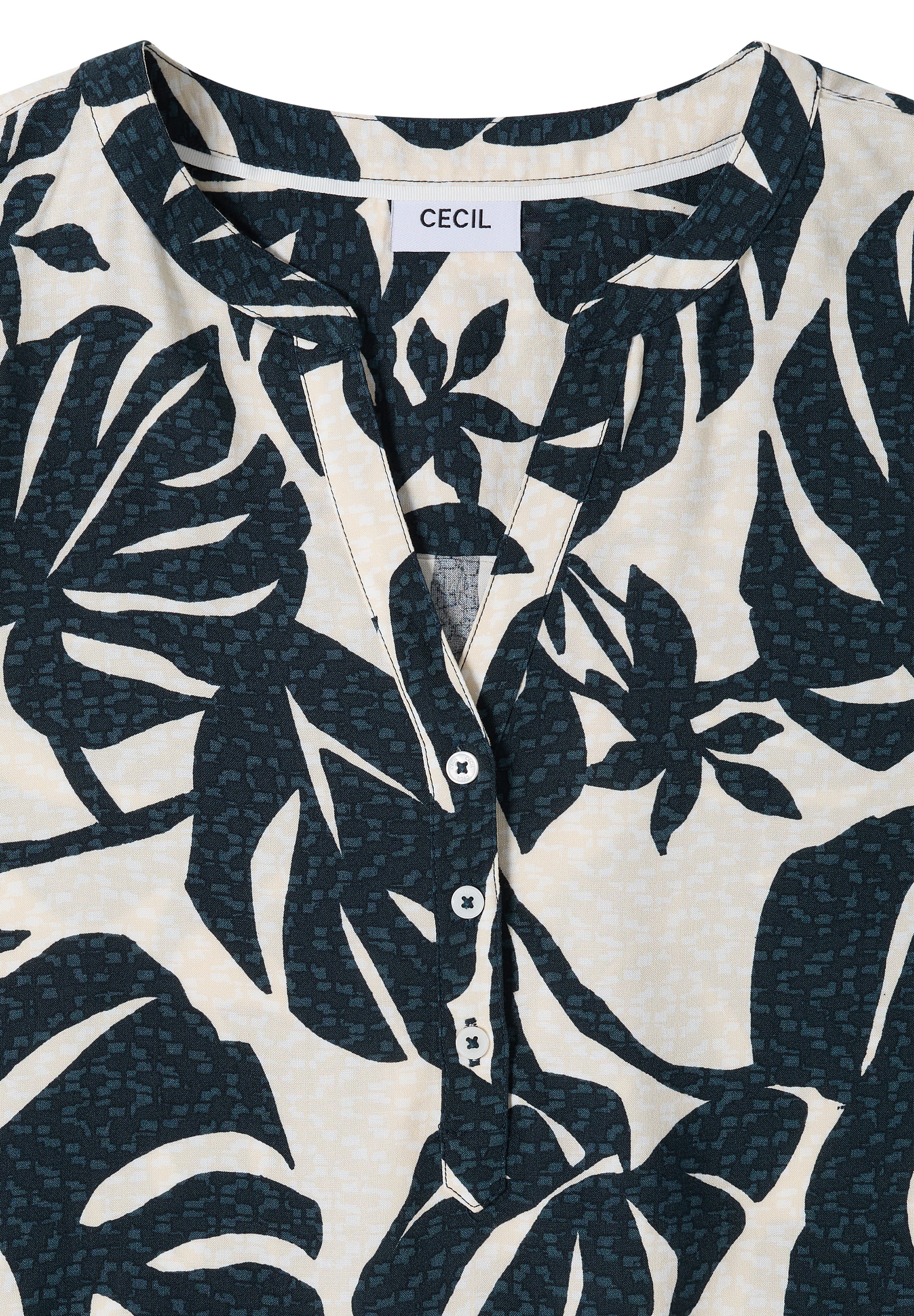 Cecil Shirtbluse Kurzarm Sommerbluse mit Split Neck