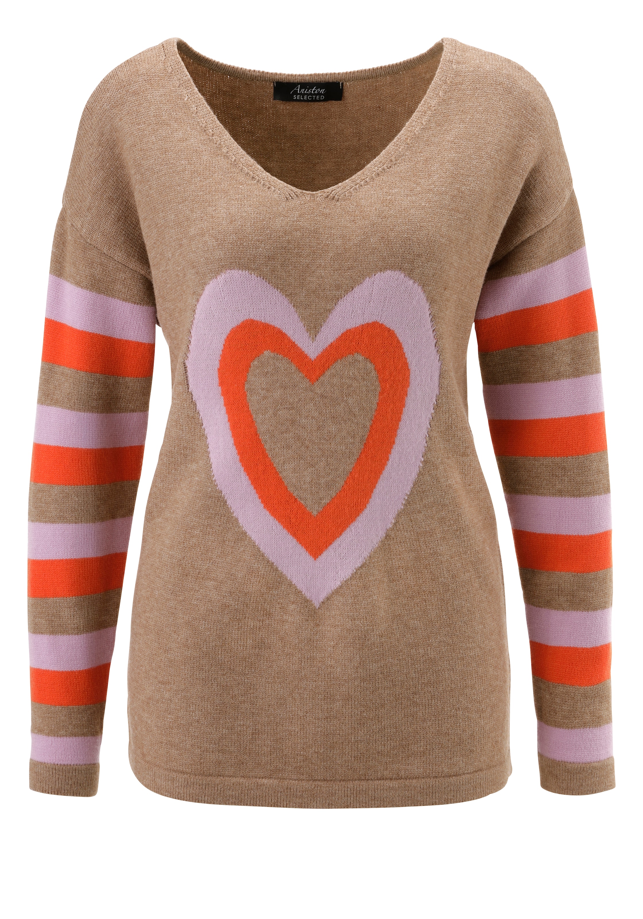 Aniston SELECTED Strickpullover mit eingestrickten Herzen - NEUE KOLLEKTION