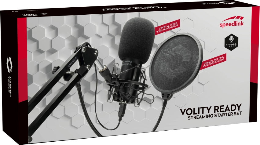 Speedlink Streaming-Mikrofon »VOLITY READY Streaming Starter Set«, für Gaming/Computer/Notebook/Laptop, Mikrofon, Mikrofonarm, Windschutz