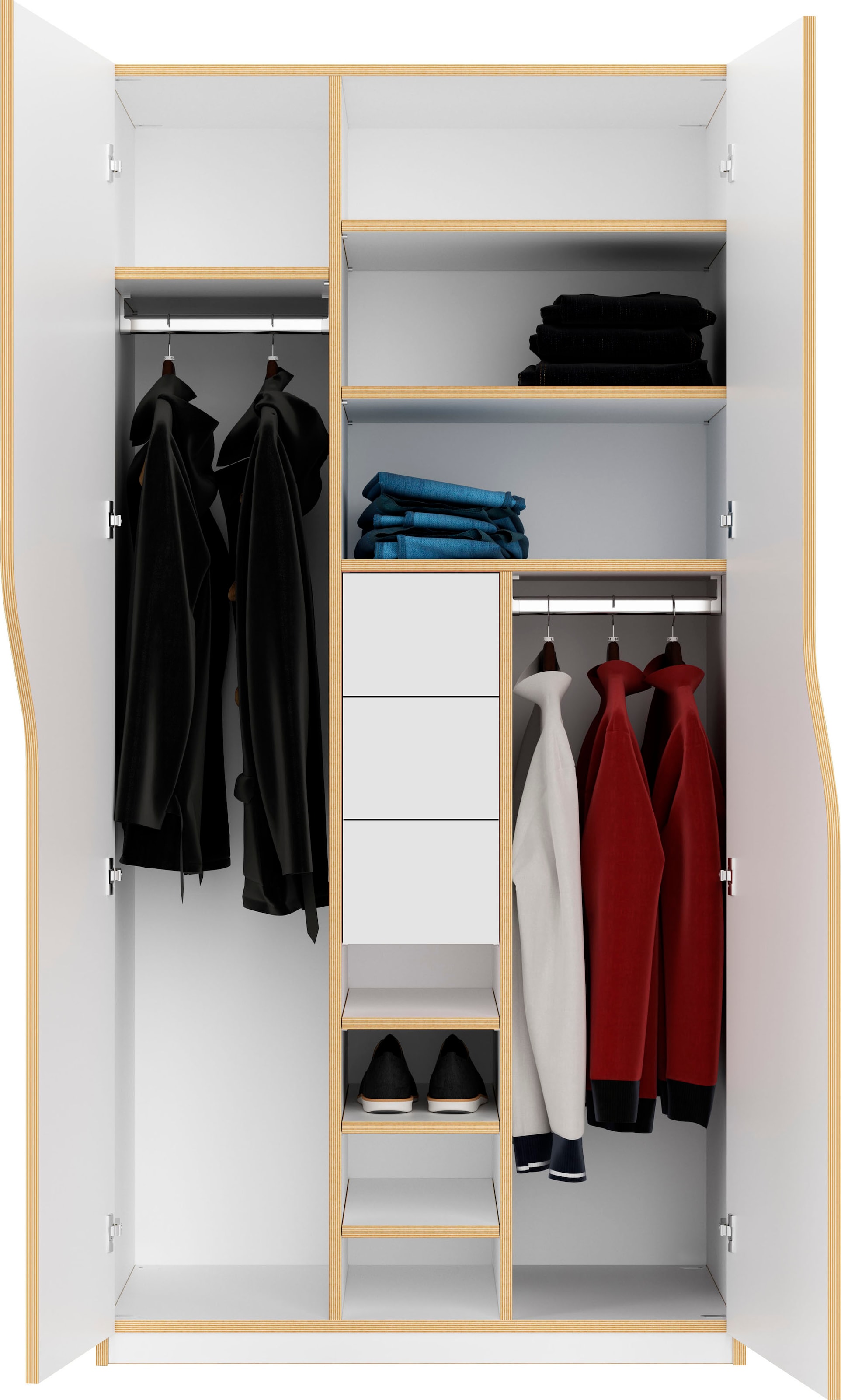 Müller SMALL LIVING Kleiderschrank »PLANE Ausstattung Nr. 2«, Inklusive 3 innenliegenden Schubladen und 2 Kleiderstangen