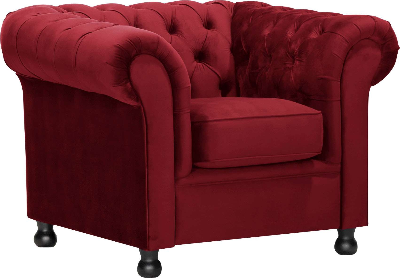 Home affaire Fauteuil »BRONNOY Chesterfield Sessel mit aufwendiger Knopfheftung, Breite 108cm« Polstersessel mit geschwungenen Armlehnen, Chesterfield-Optik