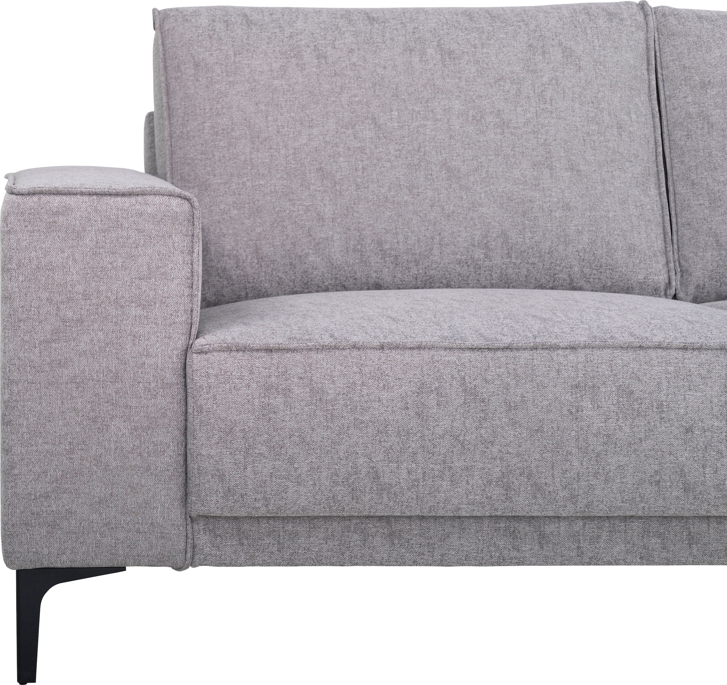 Places of Style Ecksofa »Polsterecke Oland, Struktur, Flachgewebe, Luxus-Microfaser, Boucle«, L-Form, 280 cm, Wellenunterfederung, Skandi-Design, Metallfüsse