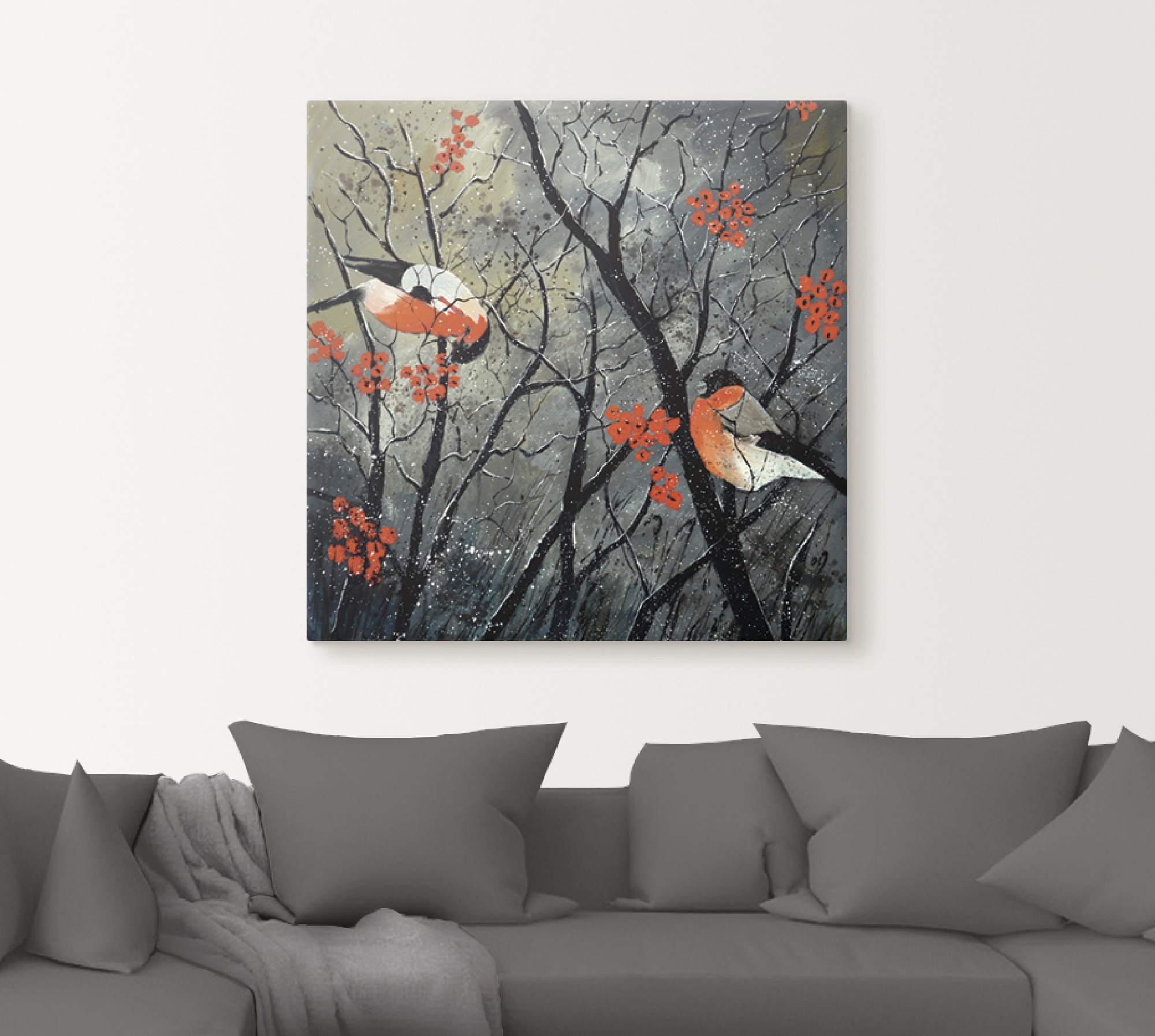 Artland Wandbild »rote Vögel im Winter«, Vögel, (1 St.), als Alubild, Outdoorbild, Leinwandbild, Wandaufkleber, versch. Grössen