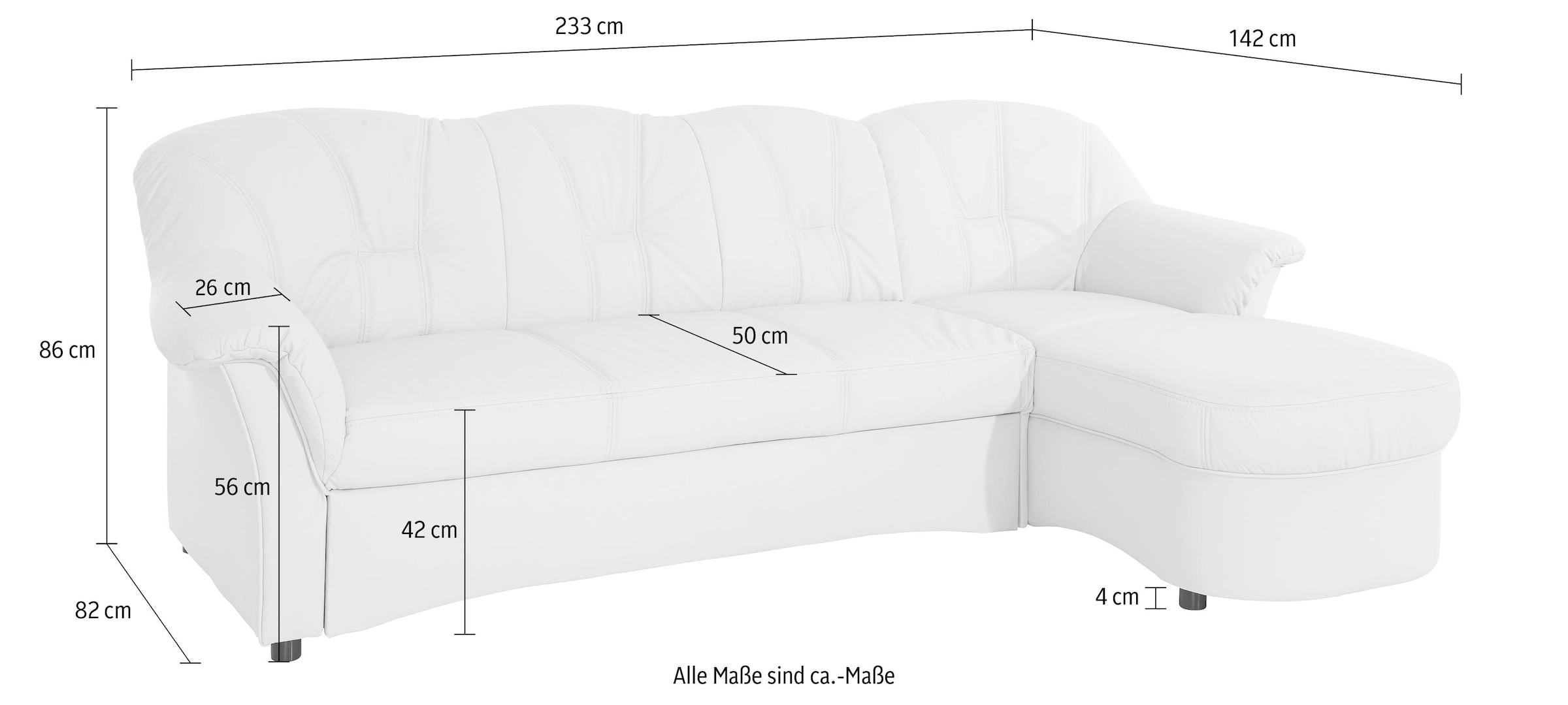 DOMO collection Ecksofa »Flores Schlafsofa, B/T/H: 233/142/86 cm, L-Form«, wahlweise mit Bettfunktion, wahlweise mit Federkern, auch in Leder