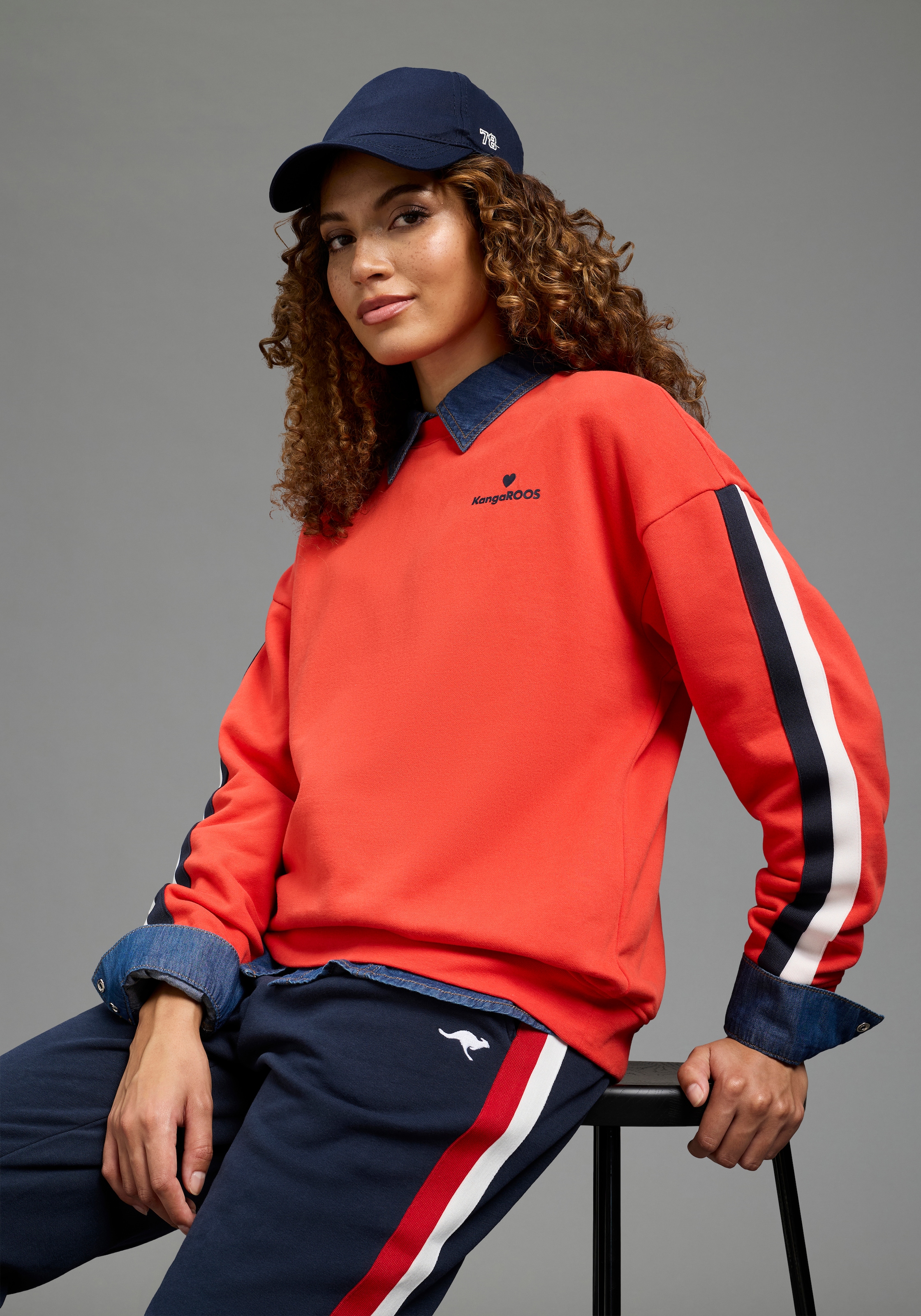 Image of KangaROOS Sweatshirt, mit Rundhalsausschnitt, aus Baumwolle und Polyester, weite Passform